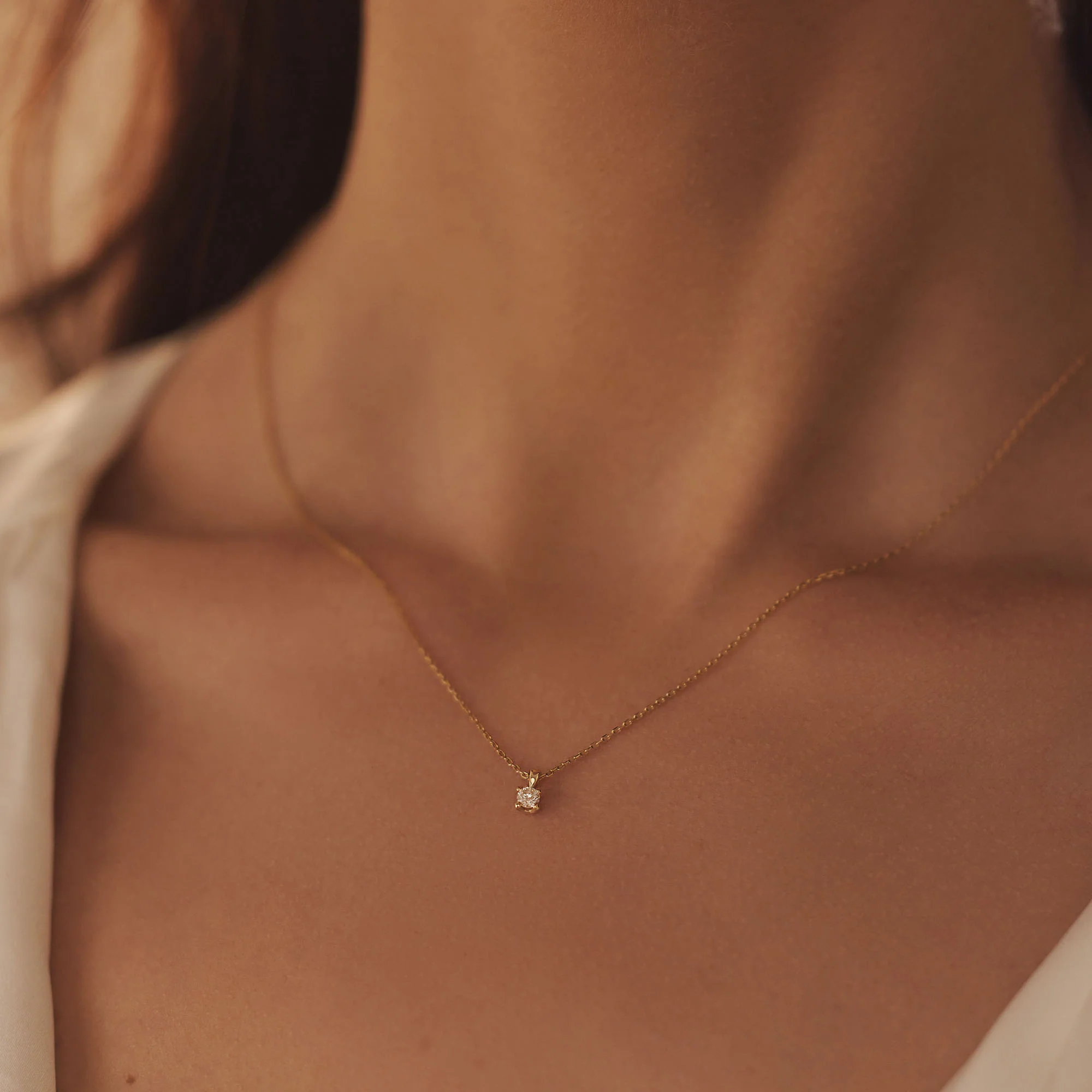 Isabel Bernard De la Paix Christine 14 Carat Golden Necklace | diamond 0.10 ct | IBD350003 - Image 2