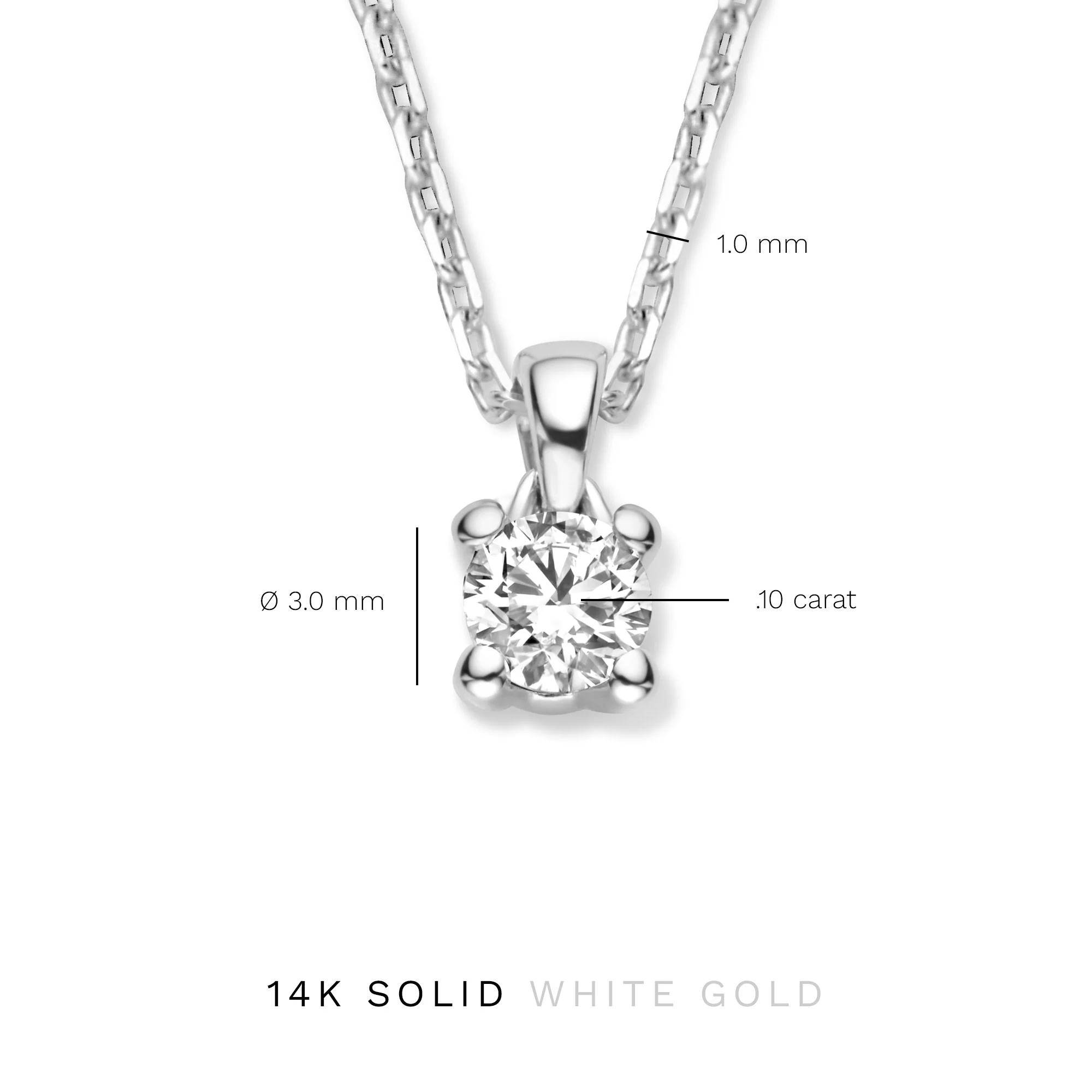 Isabel Bernard De la Paix Christine 14 Carat Whitegold Necklace | diamond 0.10 ct | IBD350006 - Image 8