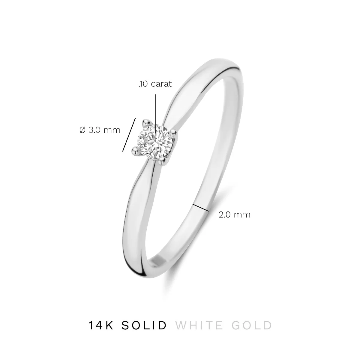 Isabel Bernard De la Paix Christine 14 Carat Whitegold Ring | diamond 0.10 ct | IBD330006-48 - Image 7
