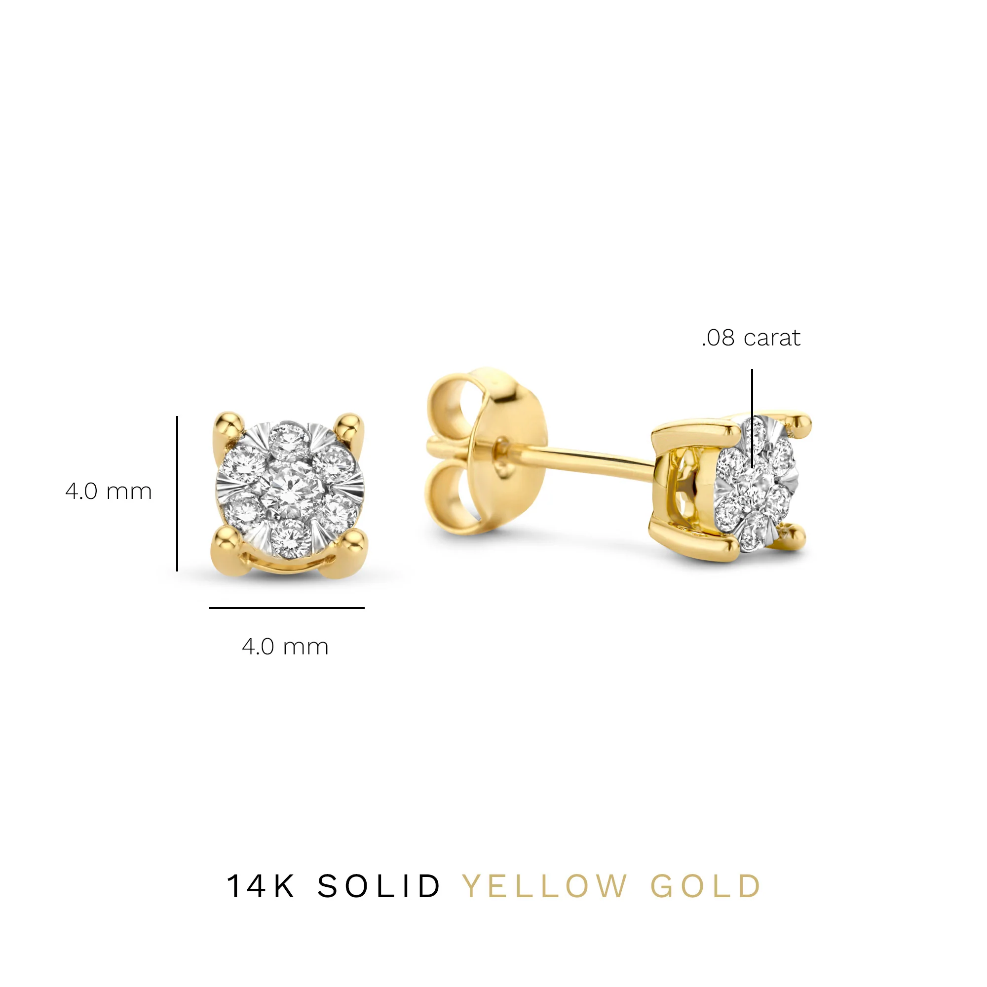 Isabel Bernard De la Paix Hanaé 14 Carat Golden Ear Studs | diamond 0.16 ct | IBD360015 - Image 6