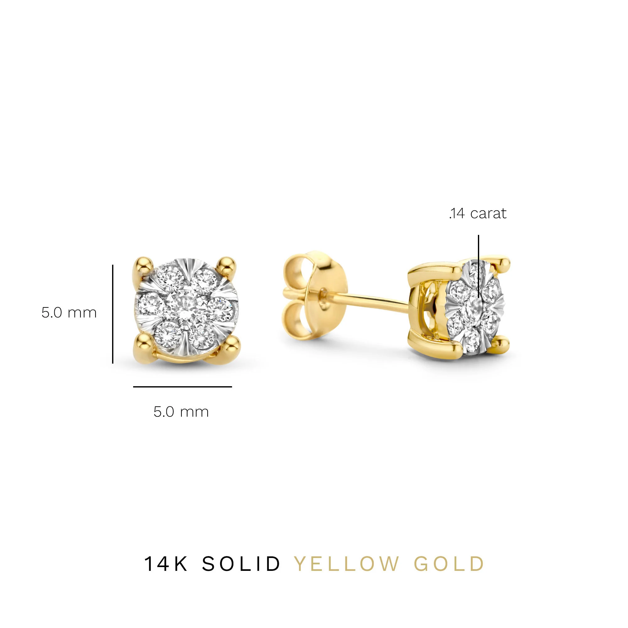 Isabel Bernard De la Paix Hanaé 14 Carat Golden Ear Studs | diamond 0.28 ct | IBD360013 - Image 6