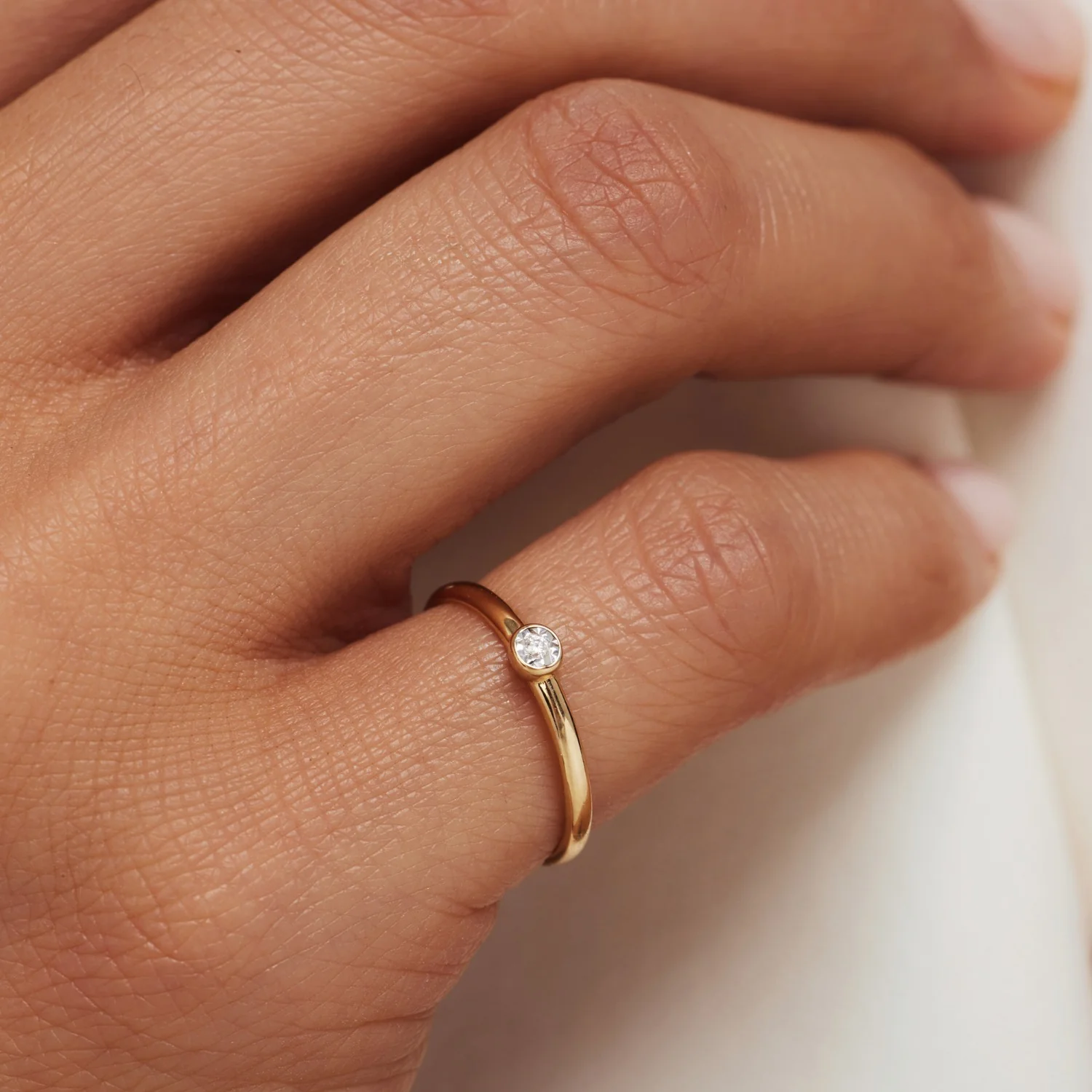 Isabel Bernard De La Paix Inaya 14 Carat Gold Ring | diamond 0.01 ct | IBD330027-60 - Image 3
