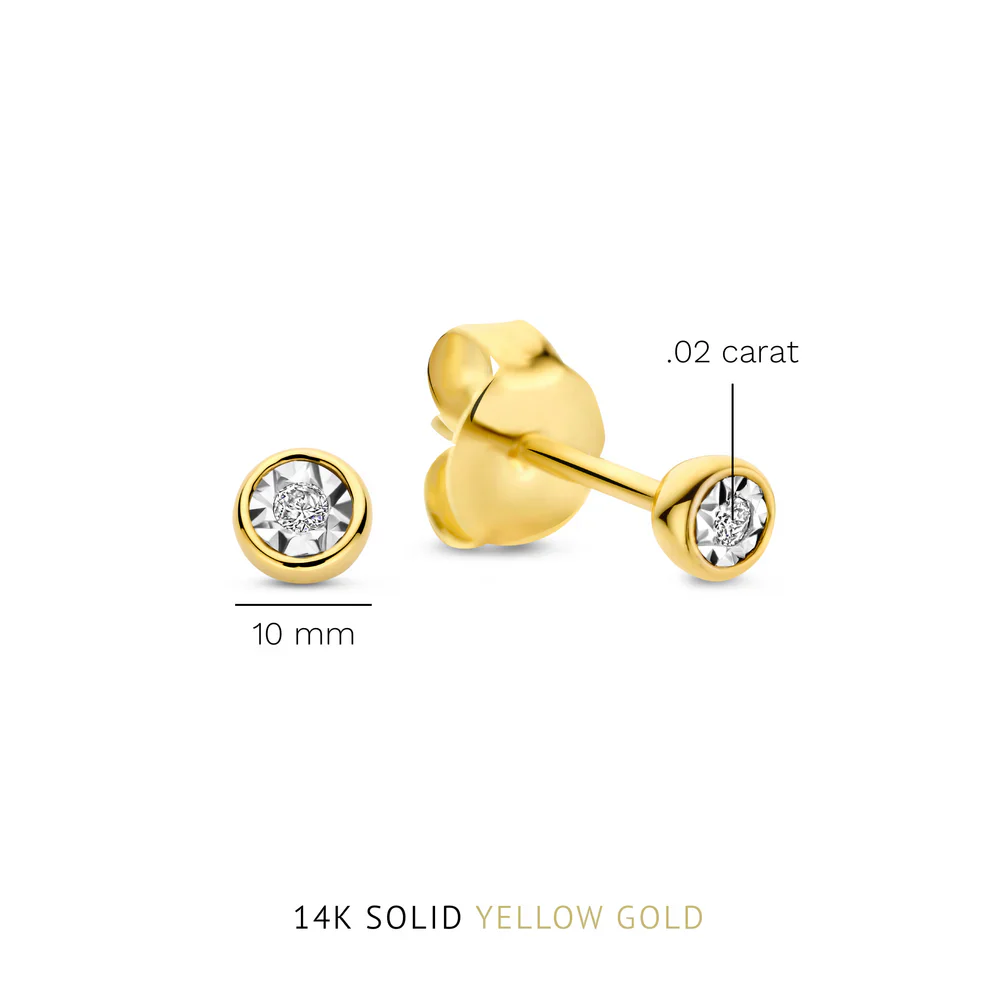 Isabel Bernard De La Paix Inaya 14 Carat Golden Ear Studs | diamond 0.02 ct | IBD360024 - Image 4