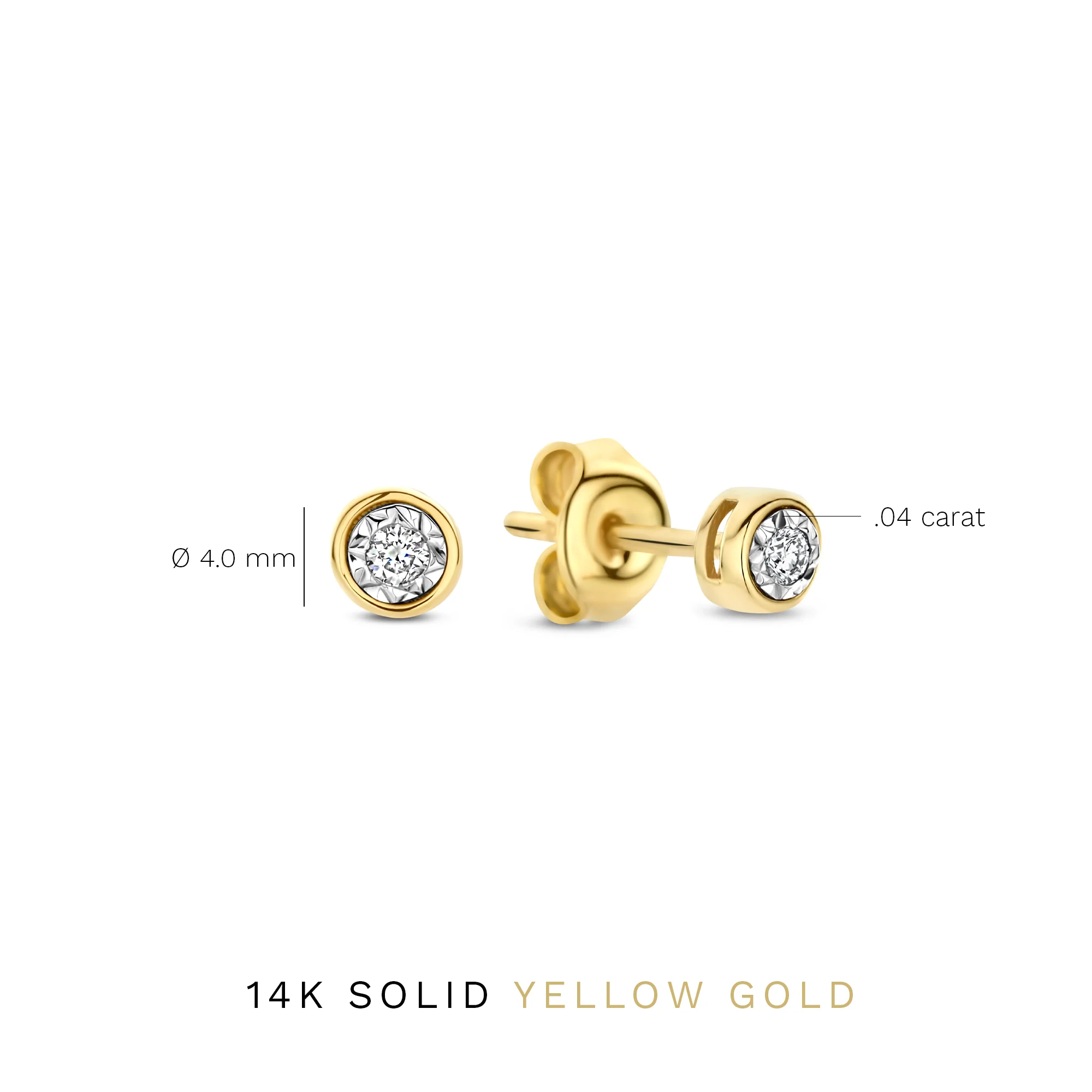 Isabel Bernard De La Paix Inaya 14 Carat Golden Ear Studs | diamond 0.04 ct | IBD360026 - Image 7
