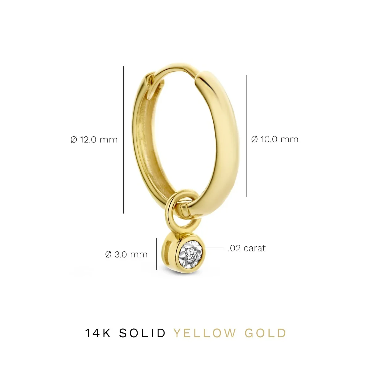 Isabel Bernard De La Paix Inaya 14 Carat Golden Hoop Earrings | diamond 0.02 ct | IBD360022 - Image 5