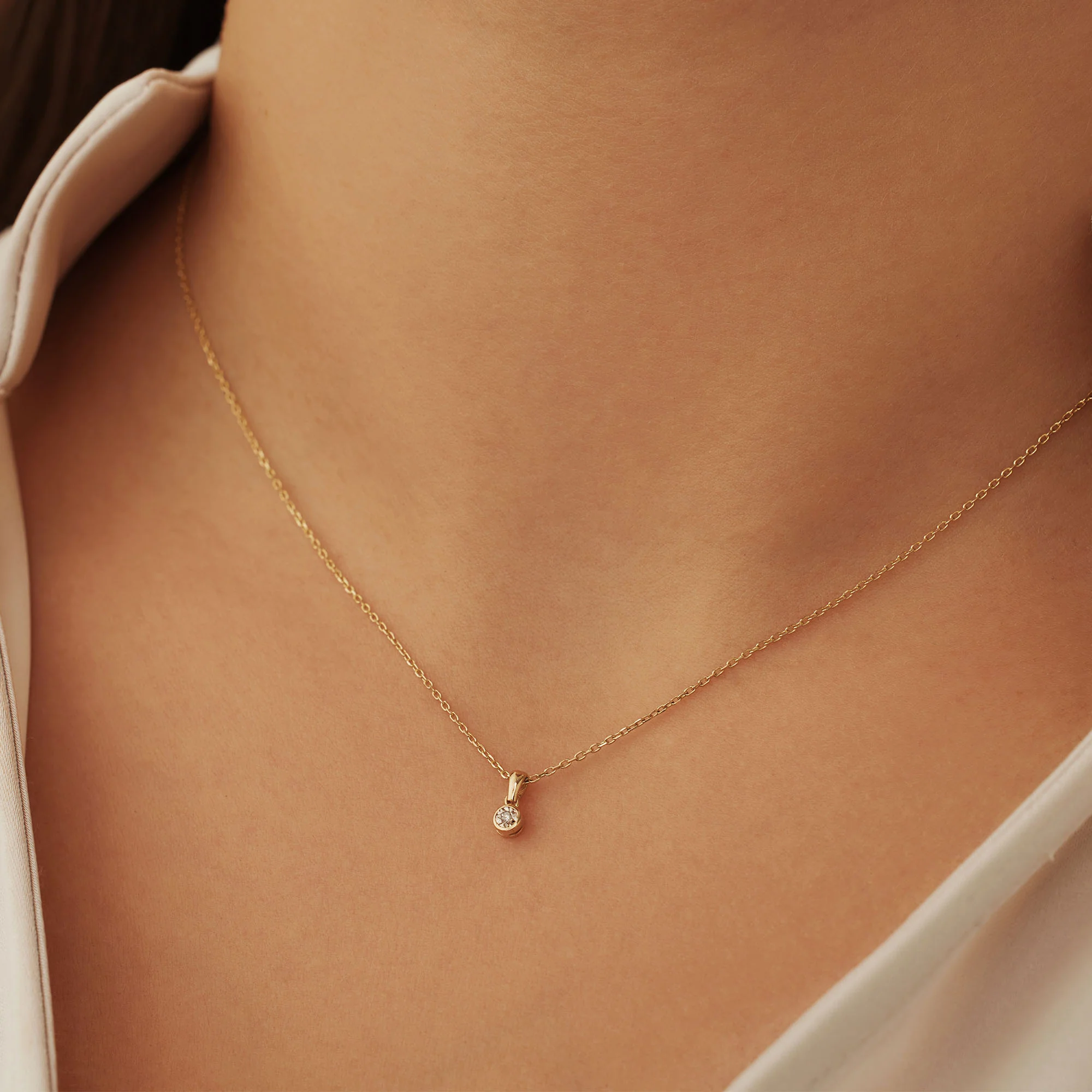 Isabel Bernard De La Paix Inaya 14 Carat Golden Necklace | diamond 0.01 ct | IBD350021 - Image 3