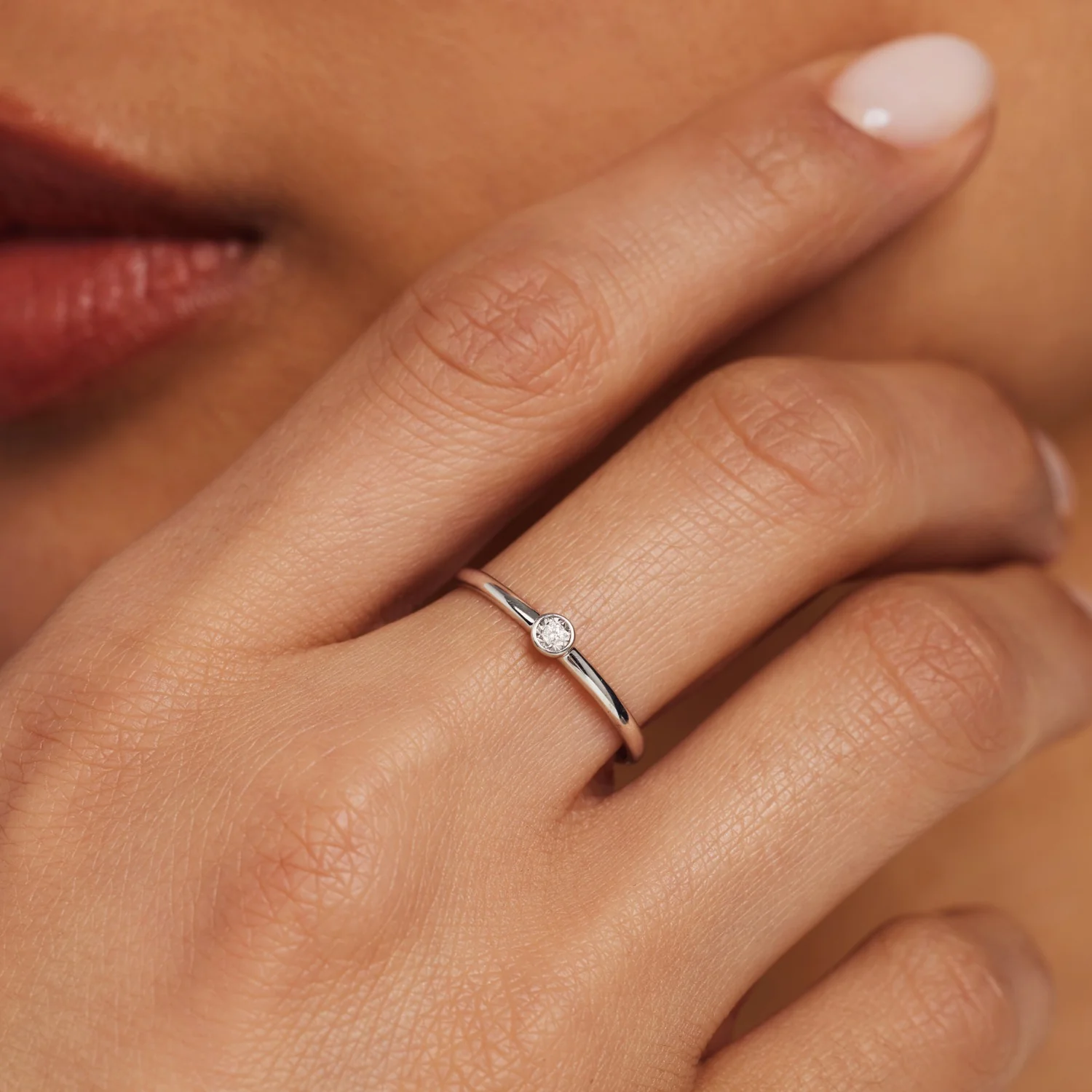 Isabel Bernard De La Paix Inaya 14 Carat Whitegold Ring | diamond 0.01 ct | IBD330026-48 - Image 2