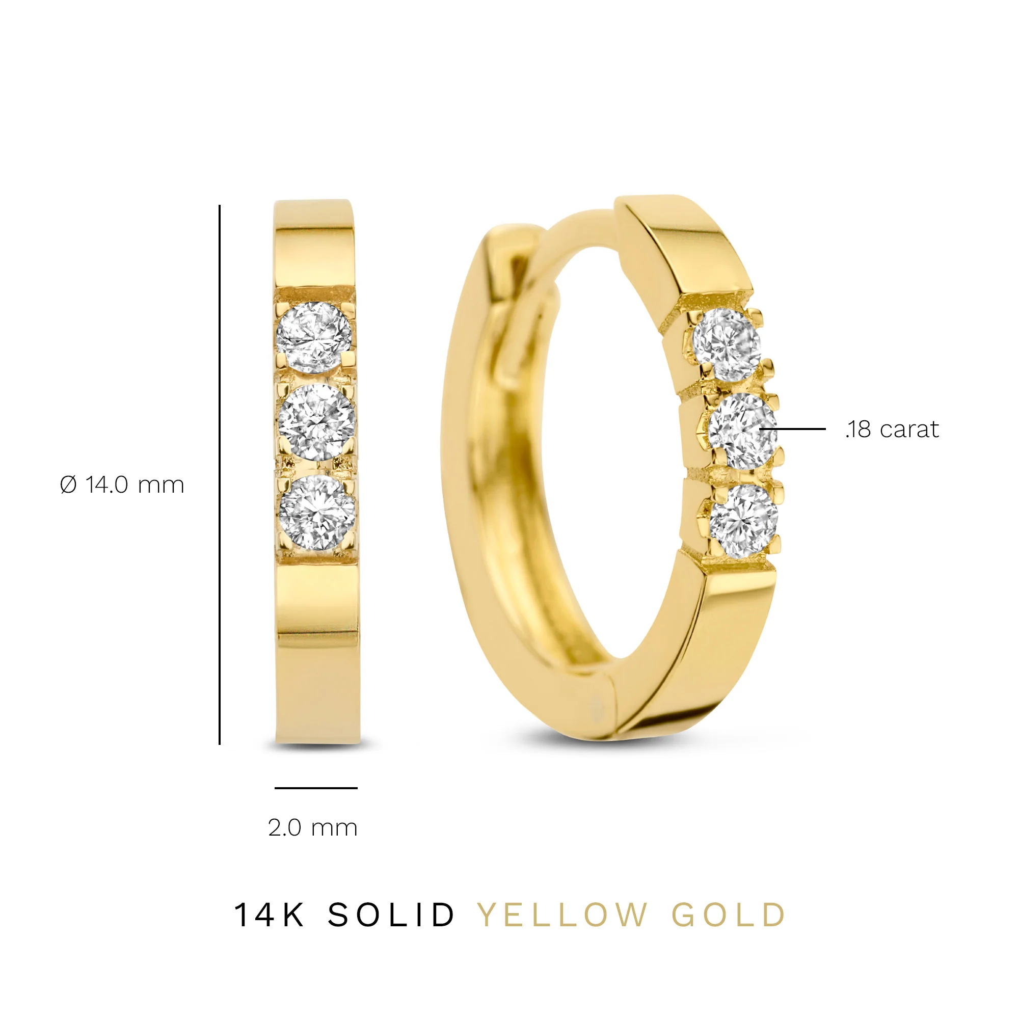 Isabel Bernard De la Paix Madeline 14 Carat Golden Hoop Earrings | diamond 0.15 ct | IBD360018 - Image 7