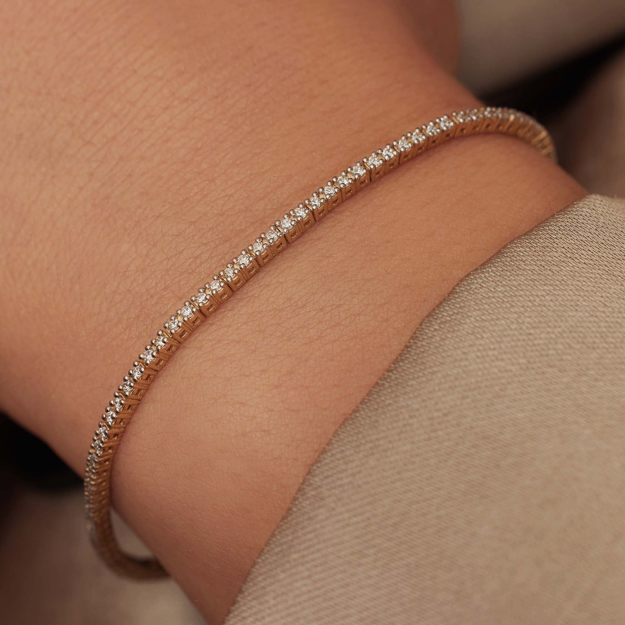 Isabel Bernard De la Paix Madeline 14 Carat Golden Tennis Bracelet | diamond 1.08 ct | IBD320005 - Image 3