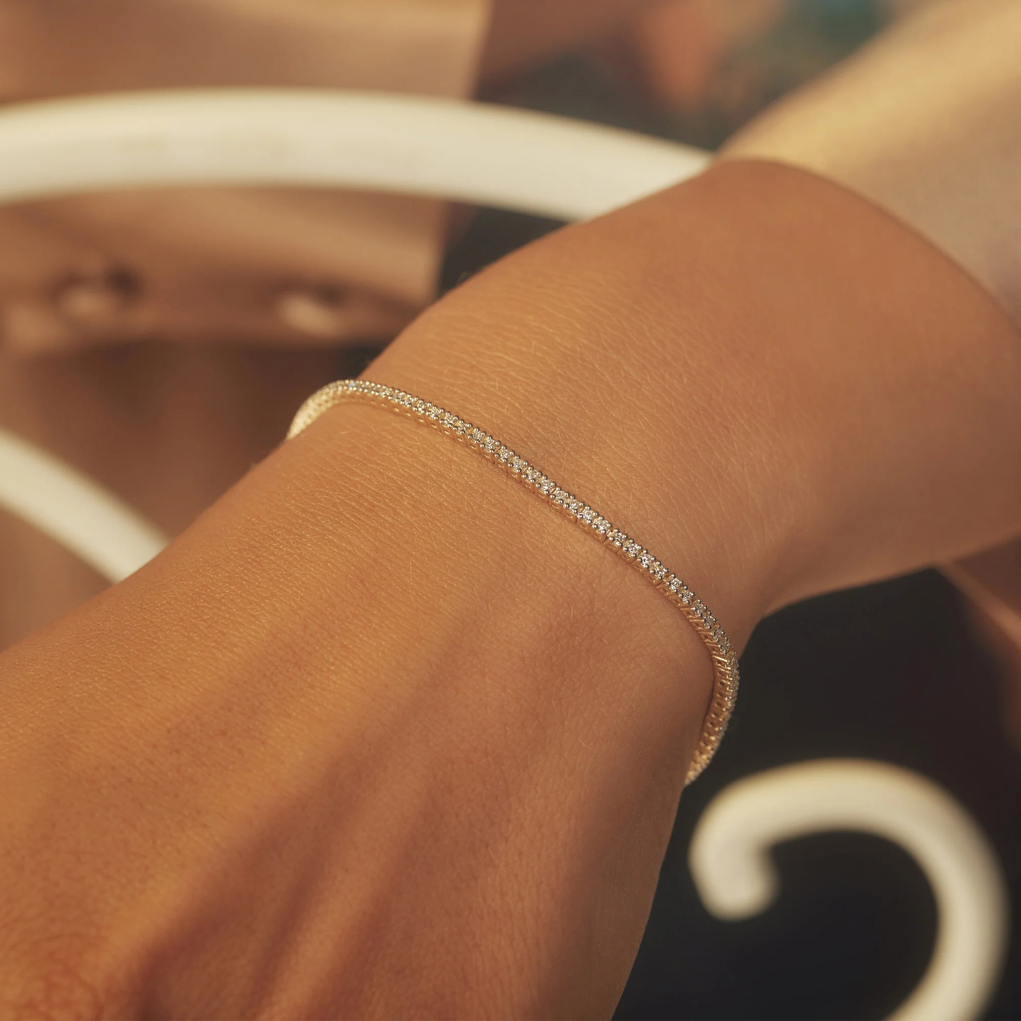 Isabel Bernard De la Paix Madeline 14 Carat Golden Tennis Bracelet | diamond 1.08 ct | IBD320005 - Image 5