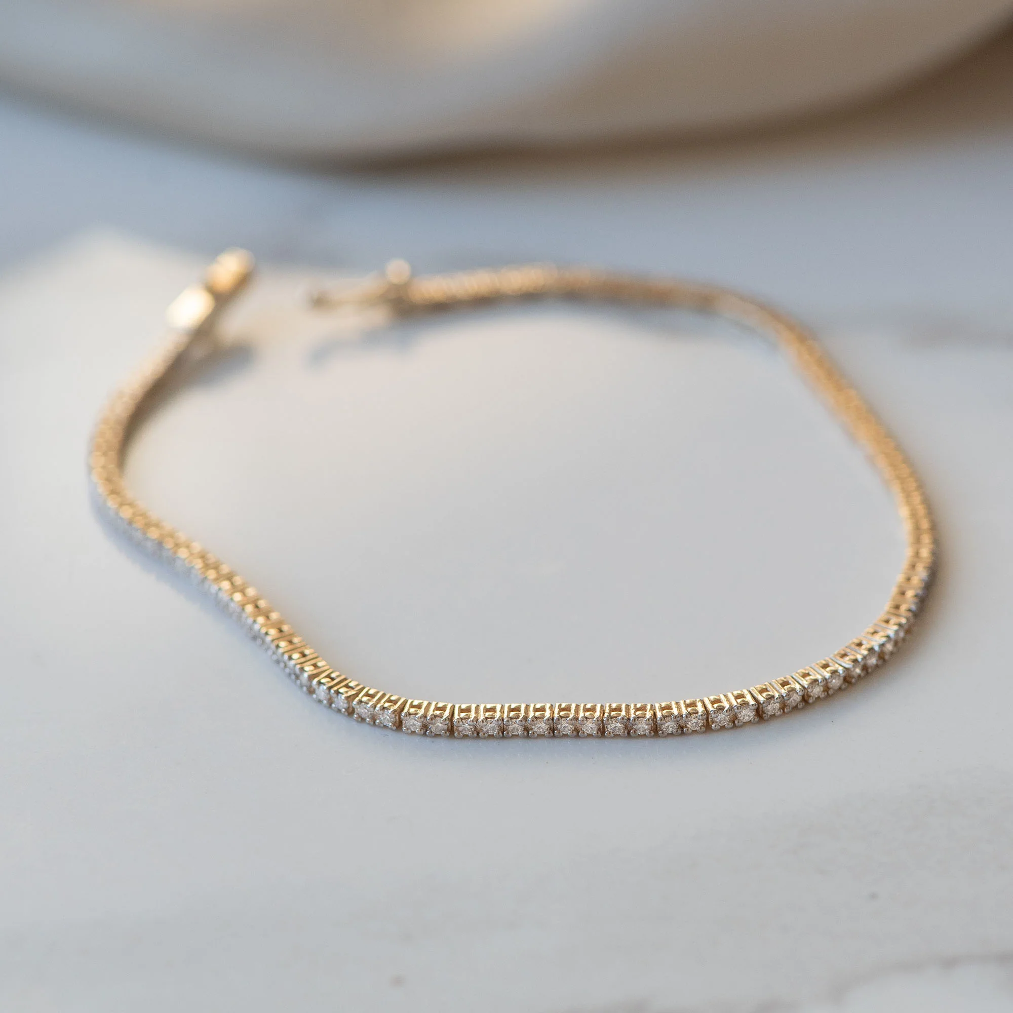 Isabel Bernard De la Paix Madeline 14 Carat Golden Tennis Bracelet | diamond 1.08 ct | IBD320005 - Image 6