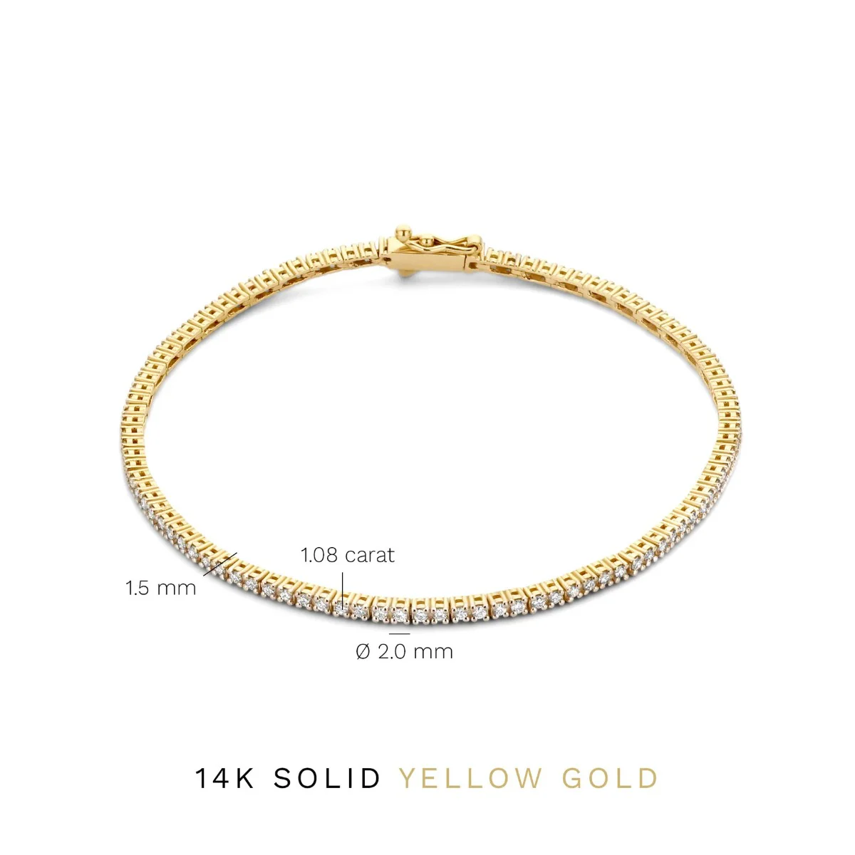 Isabel Bernard De la Paix Madeline 14 Carat Golden Tennis Bracelet | diamond 1.08 ct | IBD320005 - Image 8