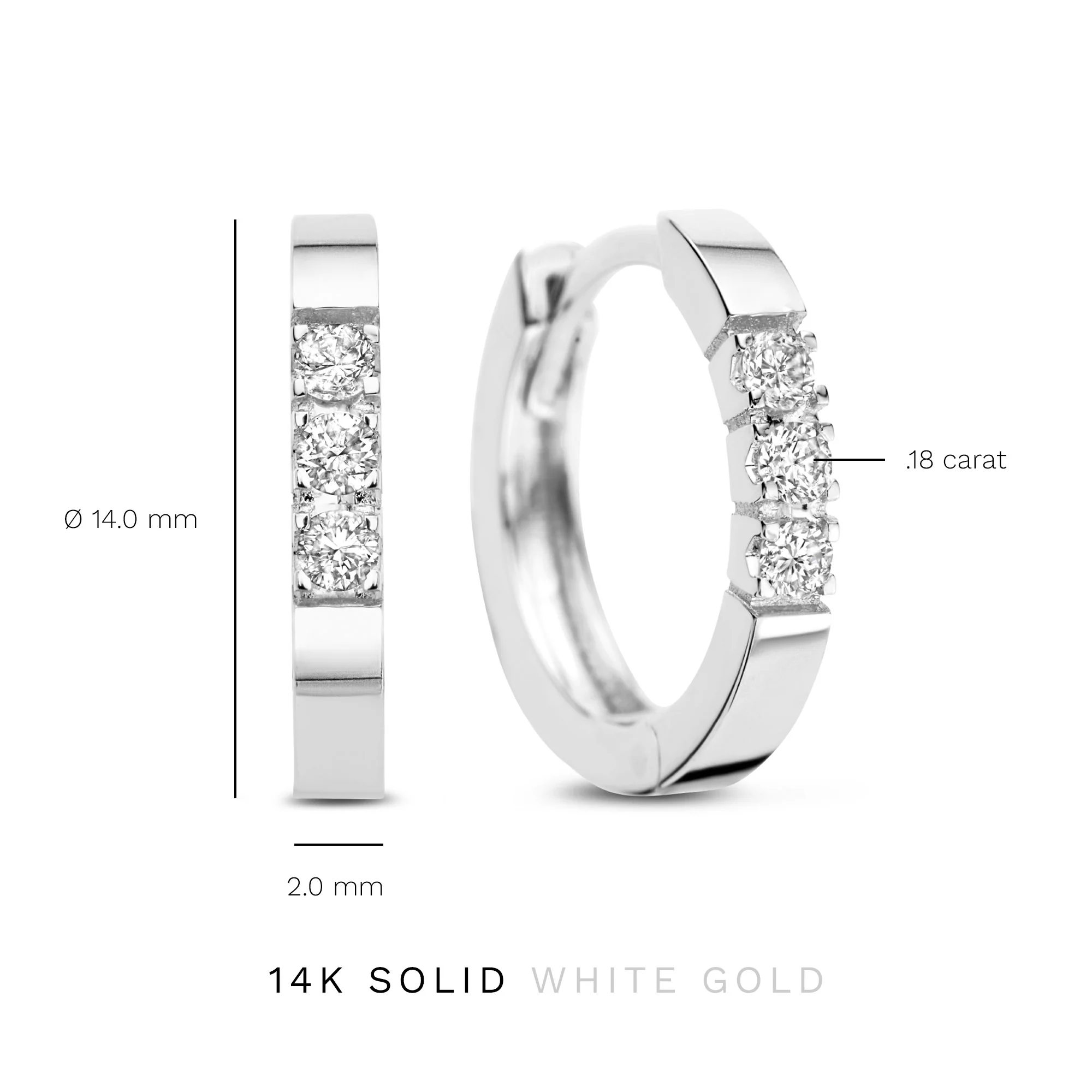 Isabel Bernard De la Paix Madeline 14 Carat Whitegold Hoop Earrings | diamond 0.15 ct | IBD360017 - Image 9