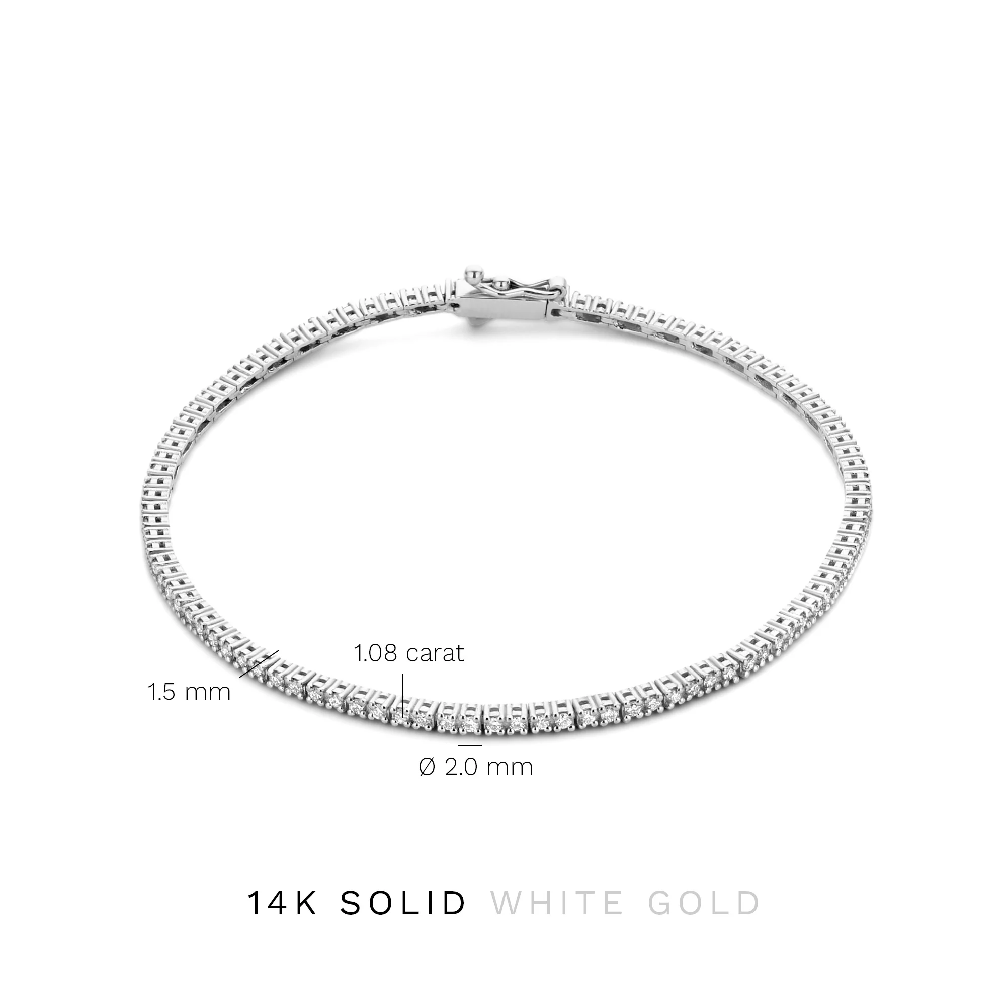 Isabel Bernard De la Paix Madeline 14 Carat Whitegold Tennis Bracelet | diamond 1.08 ct | IBD320006 - Image 6