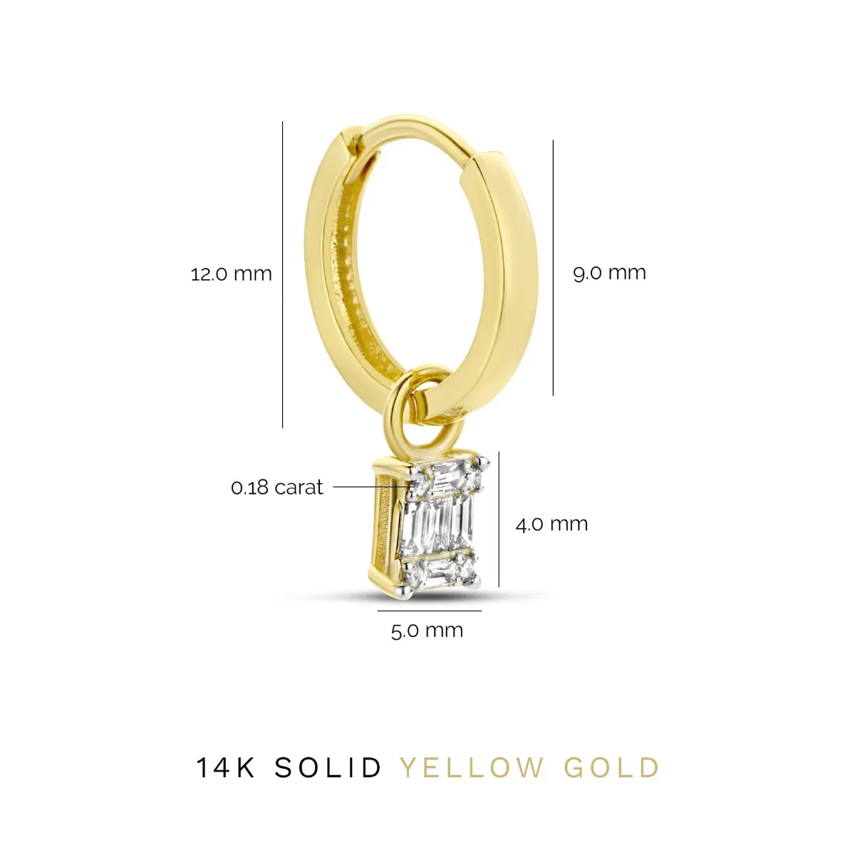 Isabel Bernard De la Paix Maxime 14 Carat Golden Hoop Earrings | diamond 0.18 ct | IBD360019 - Image 7