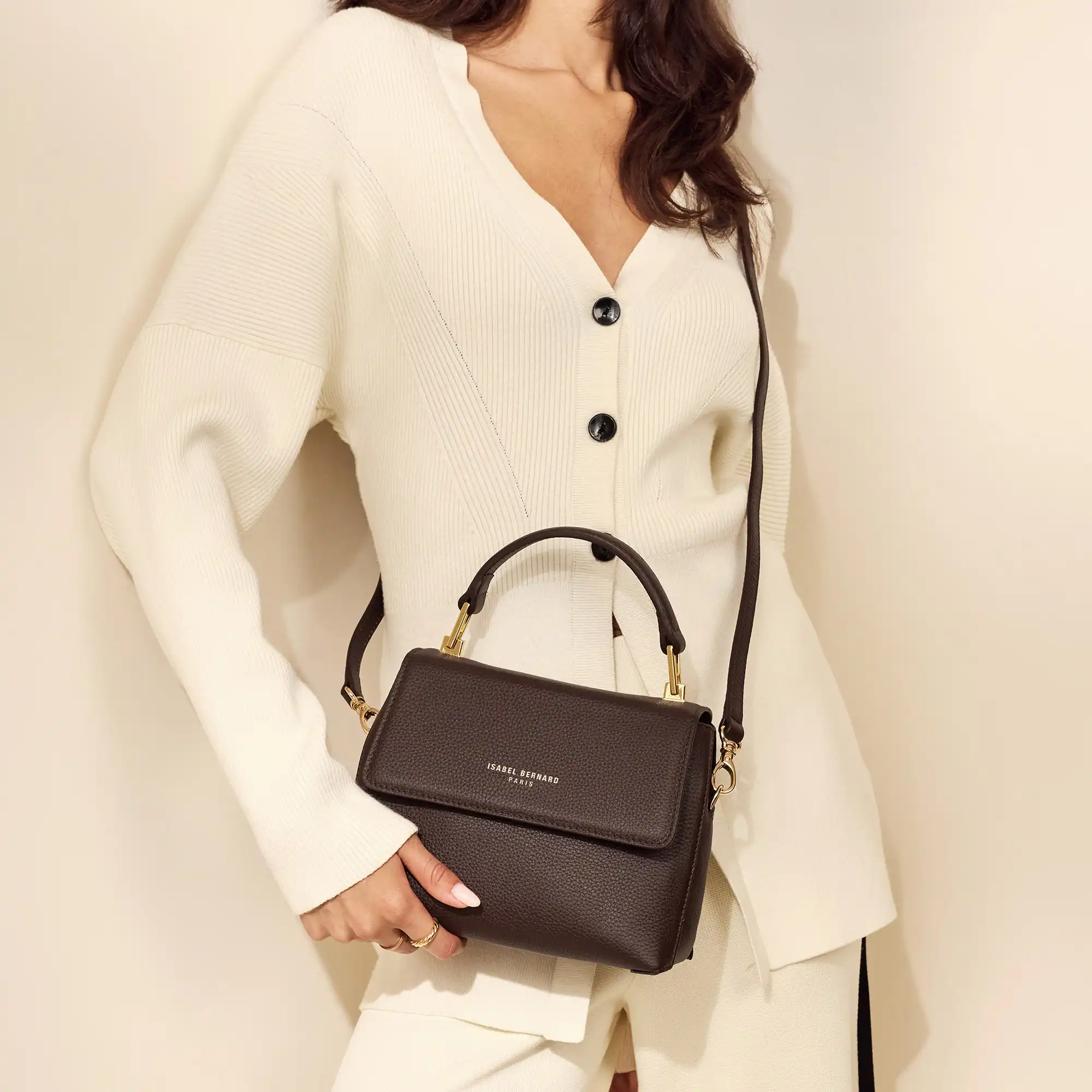Isabel Bernard Femme Forte Heline Brown Calfskin Leather Handbag IB21130 - Image 3