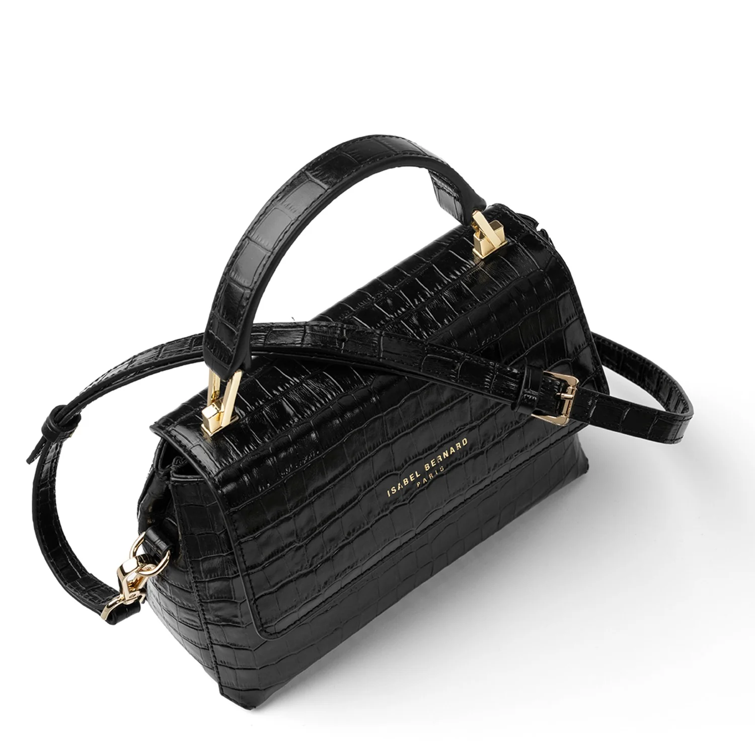 Isabel Bernard Femme Forte Heline croco Black Leather Handbag made of Calfskin IB21037 - Image 10