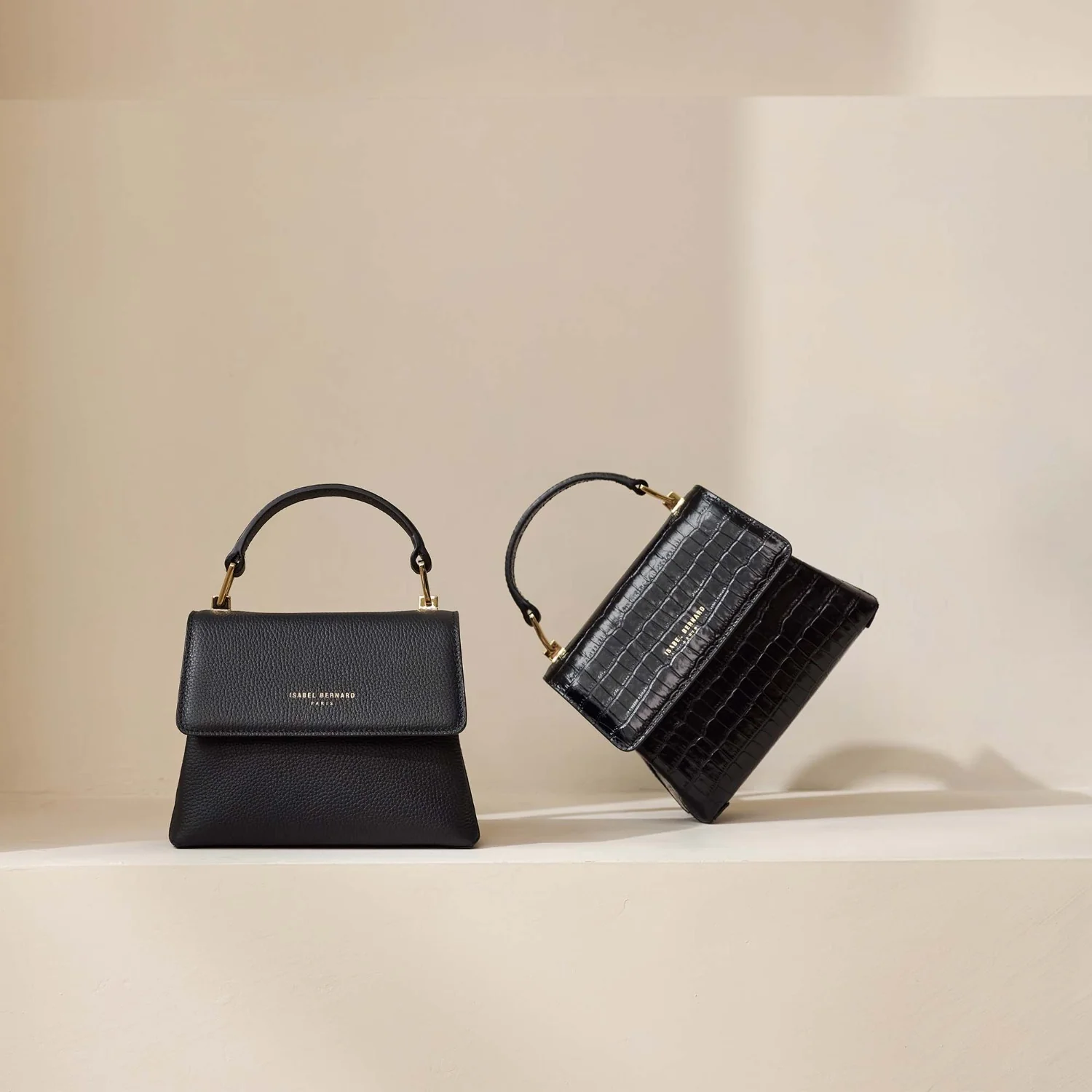 Isabel Bernard Femme Forte Heline croco Black Leather Handbag made of Calfskin IB21037 - Image 4