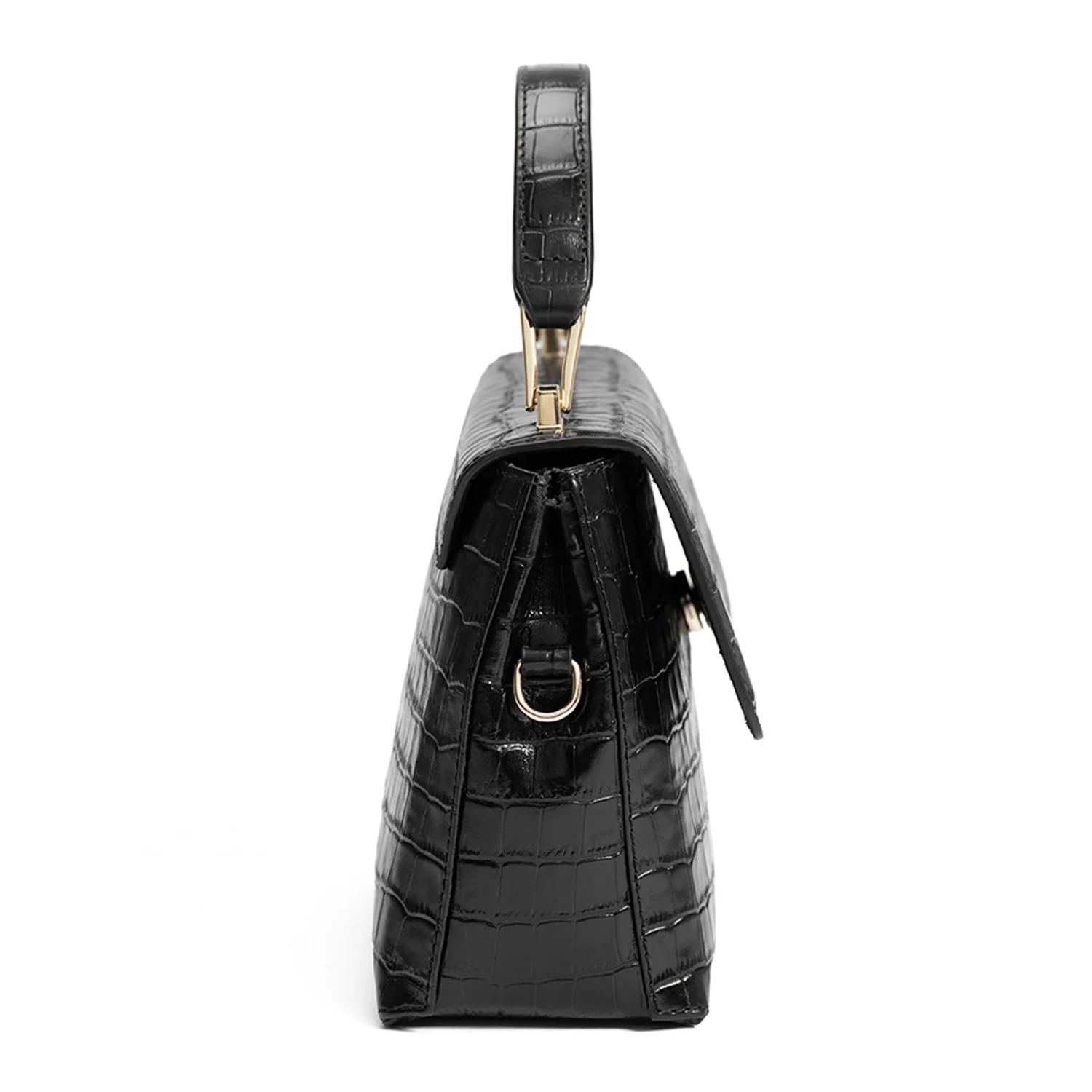 Isabel Bernard Femme Forte Heline croco Black Leather Handbag made of Calfskin IB21037 - Image 5