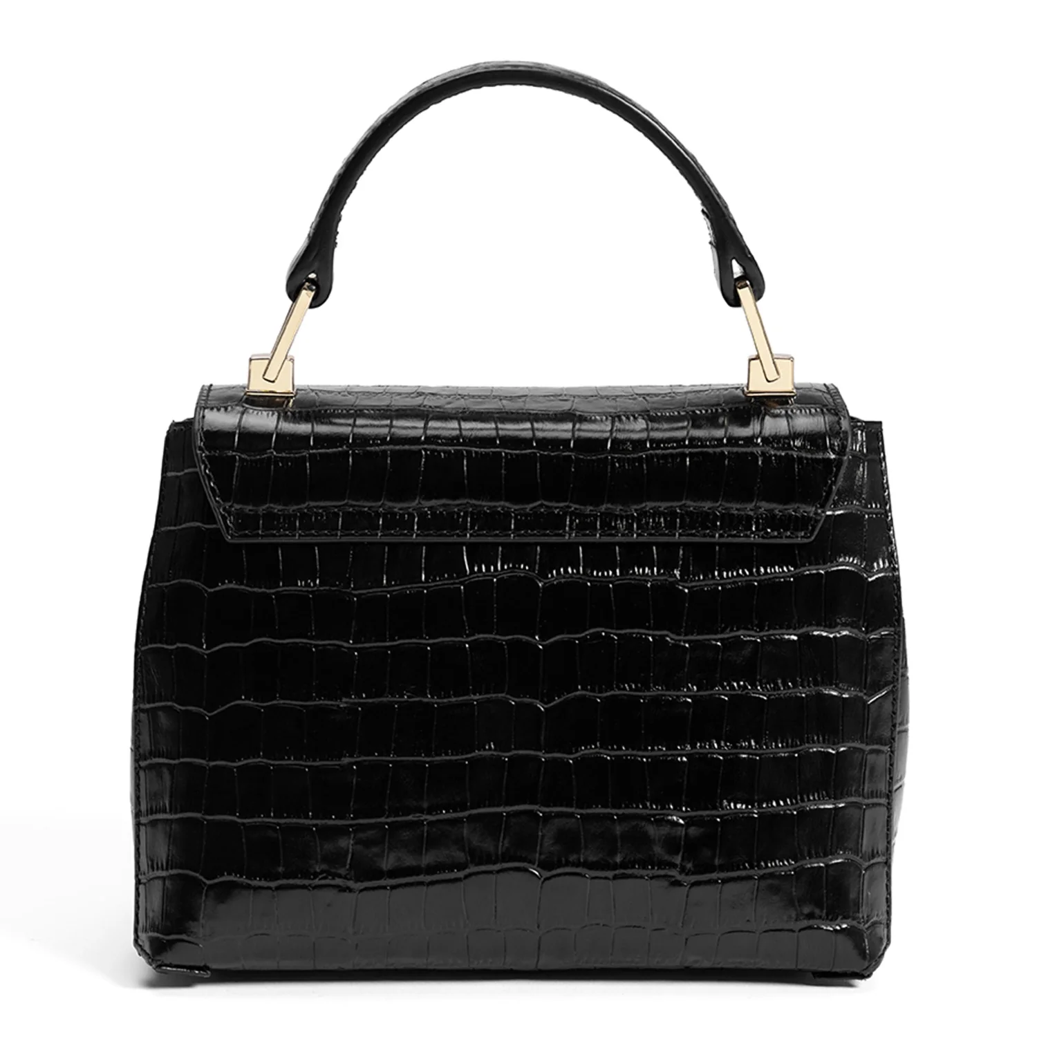 Isabel Bernard Femme Forte Heline croco Black Leather Handbag made of Calfskin IB21037 - Image 6