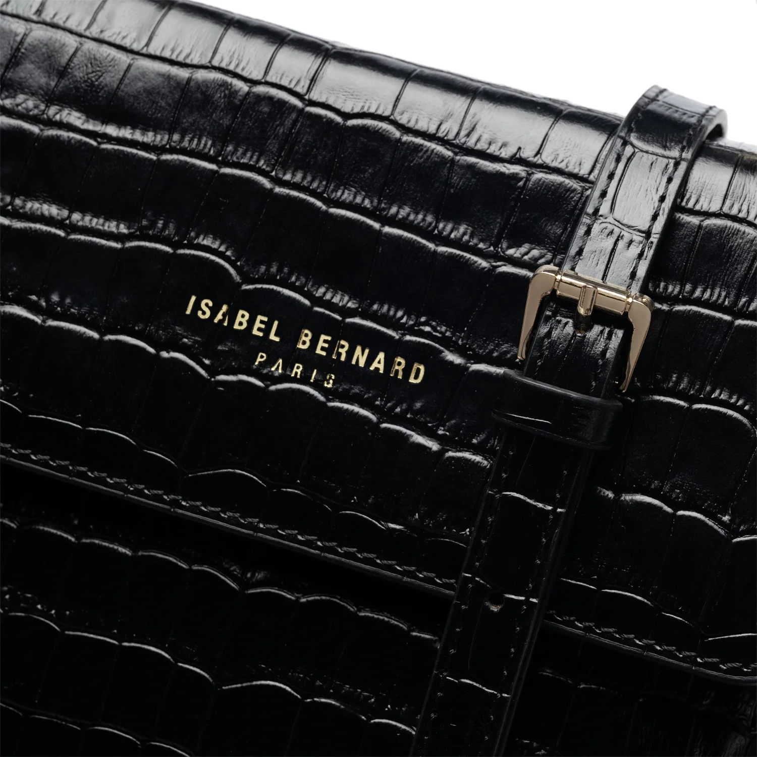Isabel Bernard Femme Forte Heline croco Black Leather Handbag made of Calfskin IB21037 - Image 8