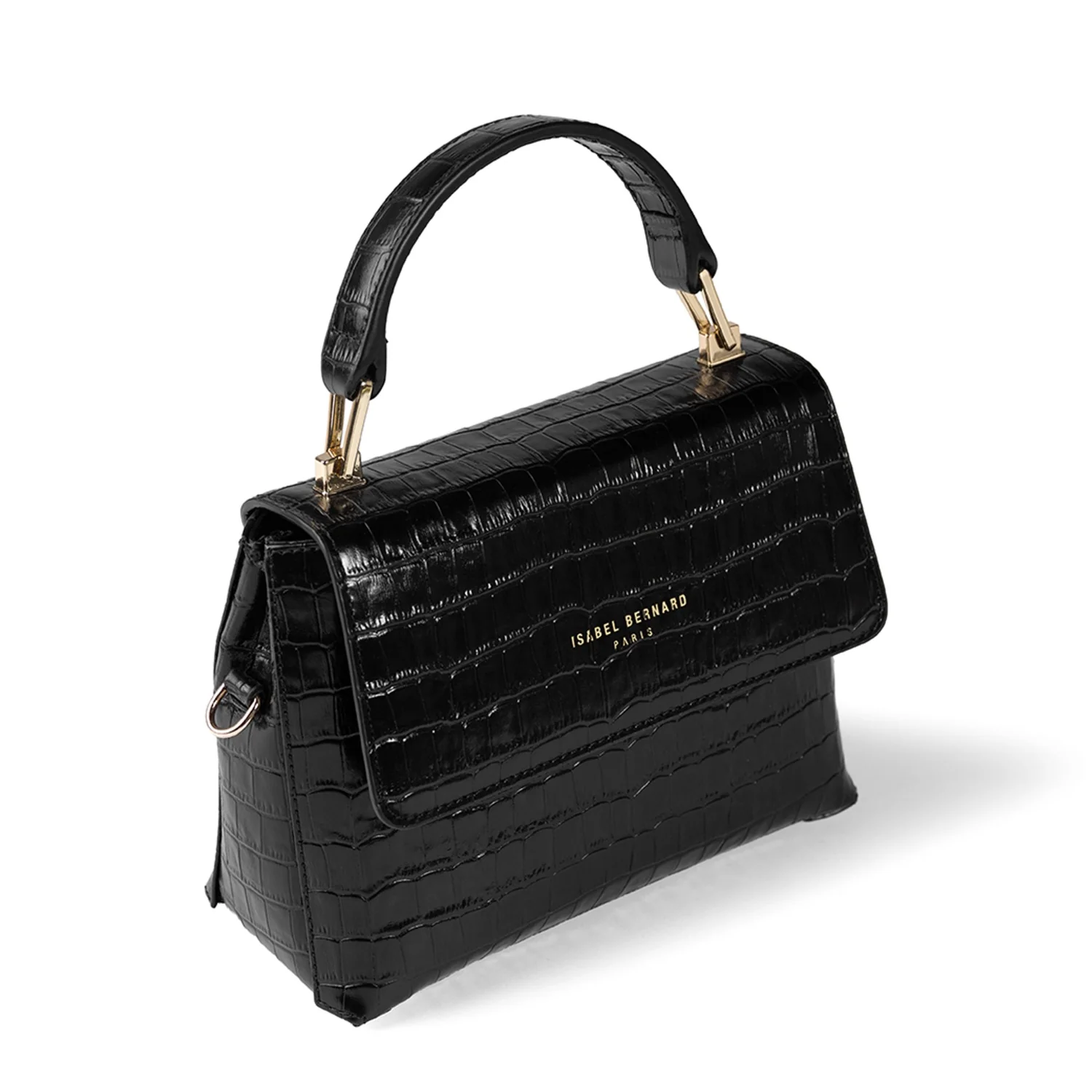 Isabel Bernard Femme Forte Heline croco Black Leather Handbag made of Calfskin IB21037 - Image 9
