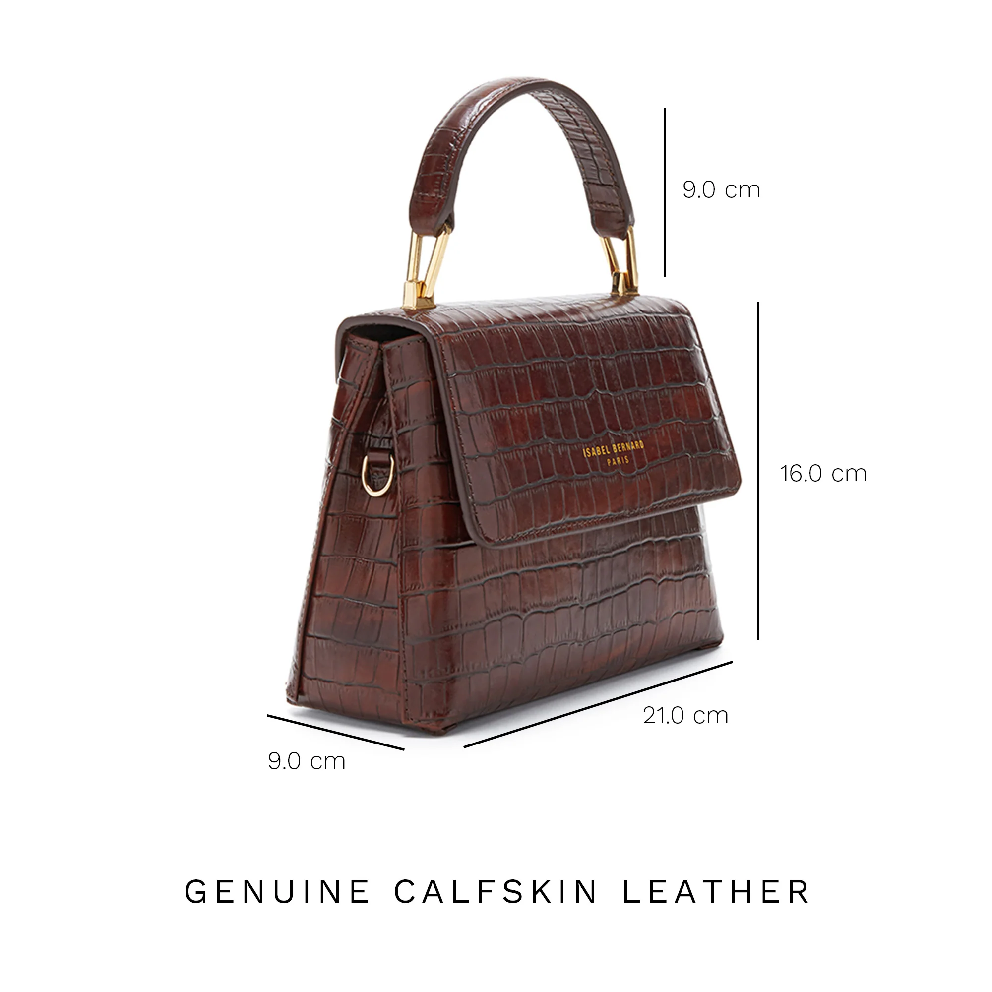 Isabel Bernard Femme Forte Heline Croco Brown Handbag IB21013 - Image 9