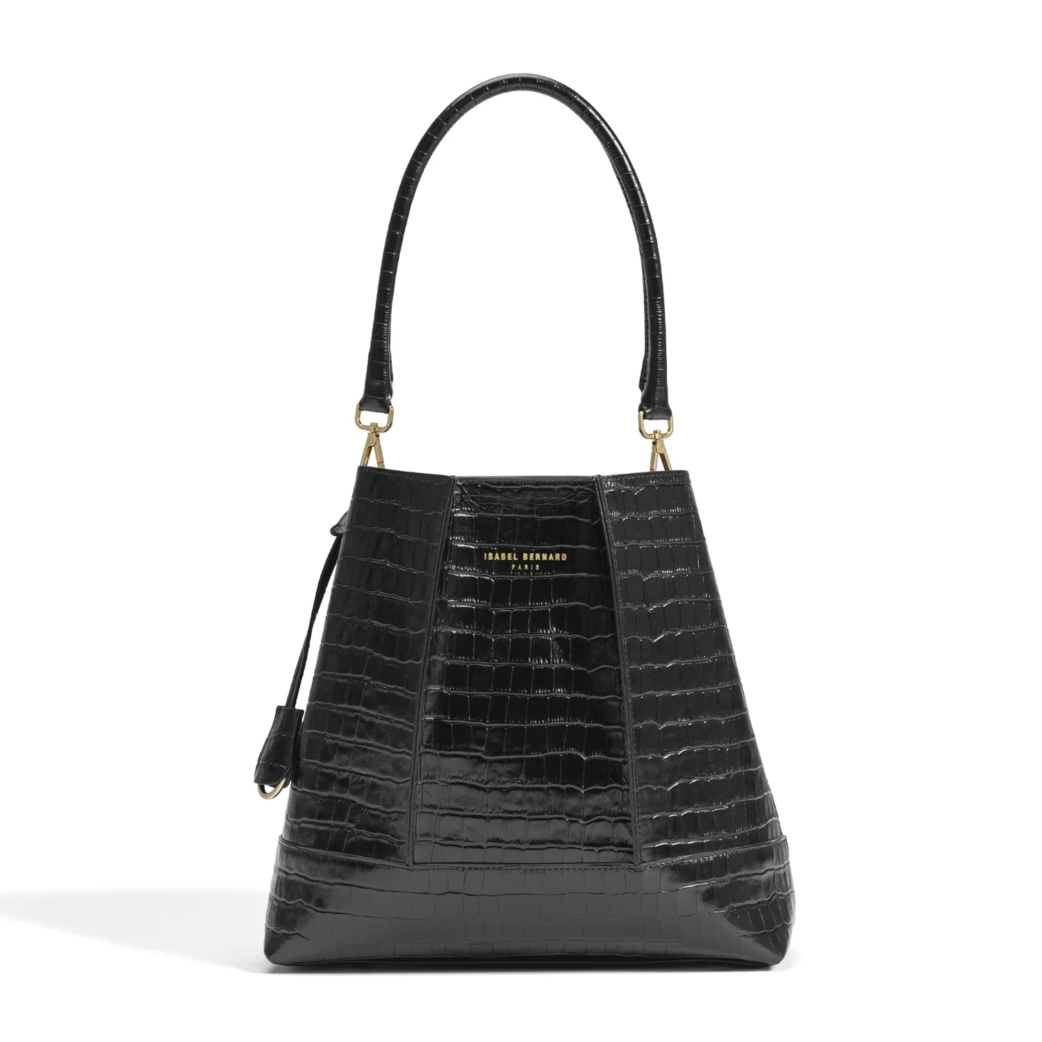 Isabel Bernard Femme Forte Macie Croco Black Calfskin Leather Handbag IB25074-201 - Image 2