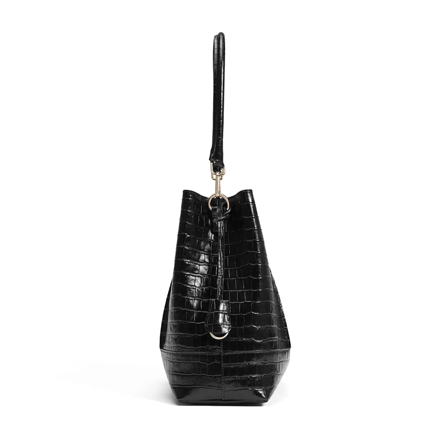 Isabel Bernard Femme Forte Macie Croco Black Calfskin Leather Handbag IB25074-201 - Image 5