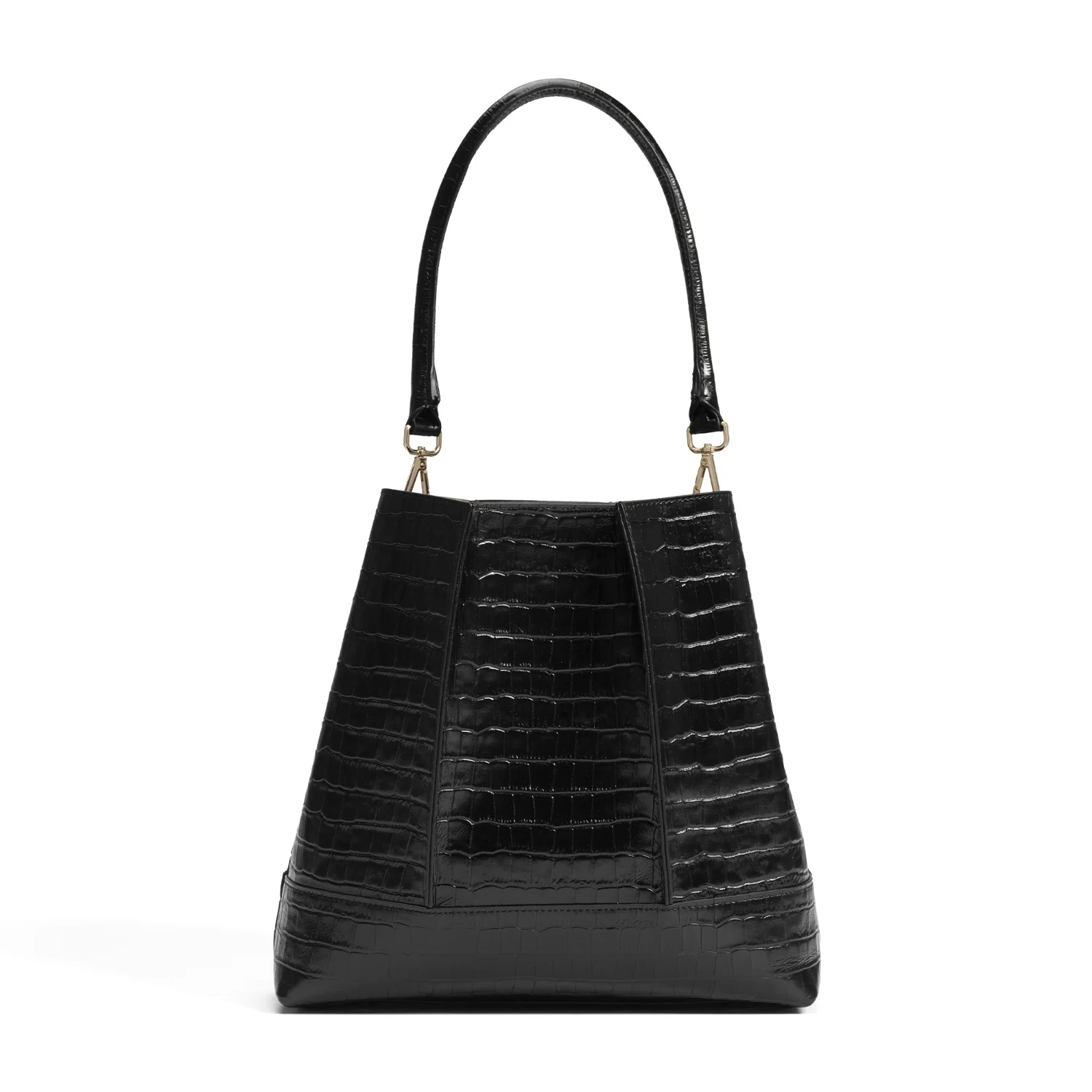 Isabel Bernard Femme Forte Macie Croco Black Calfskin Leather Handbag IB25074-201 - Image 6