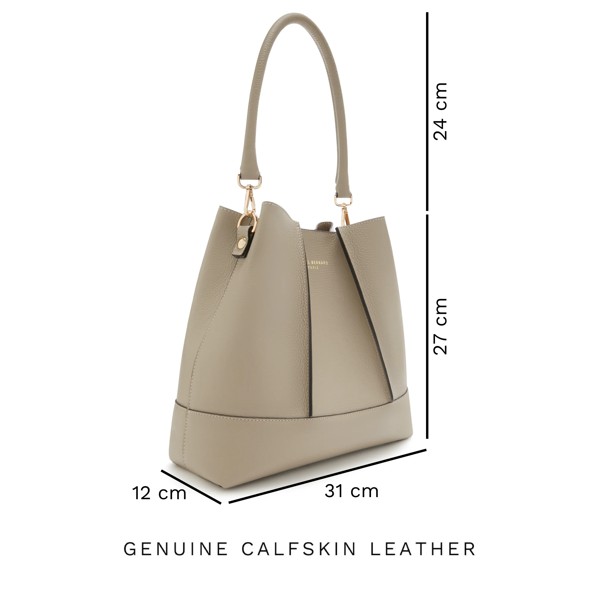 Isabel Bernard Femme Forte Macie Taupe Calfskin Shoulder Bag IB25074-078 - Image 10