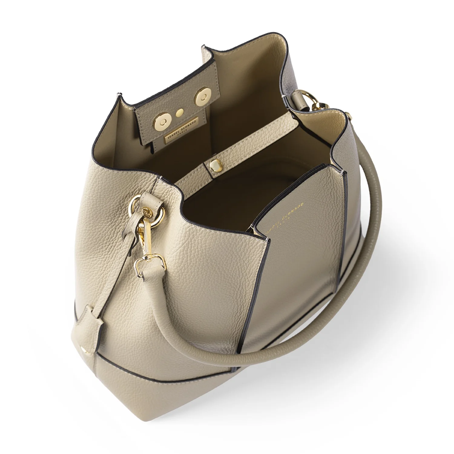 Isabel Bernard Femme Forte Macie Taupe Calfskin Shoulder Bag IB25074-078 - Image 9