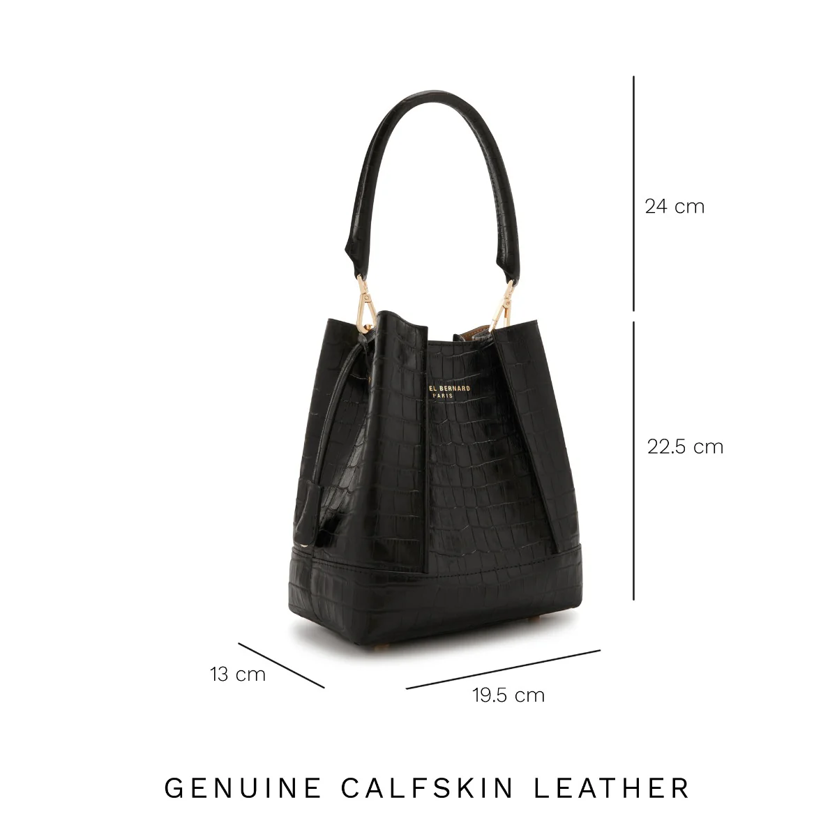 Isabel Bernard Femme Forte Minette Croco Black Calfskin Leather Handbag IB21114-201 - Image 10