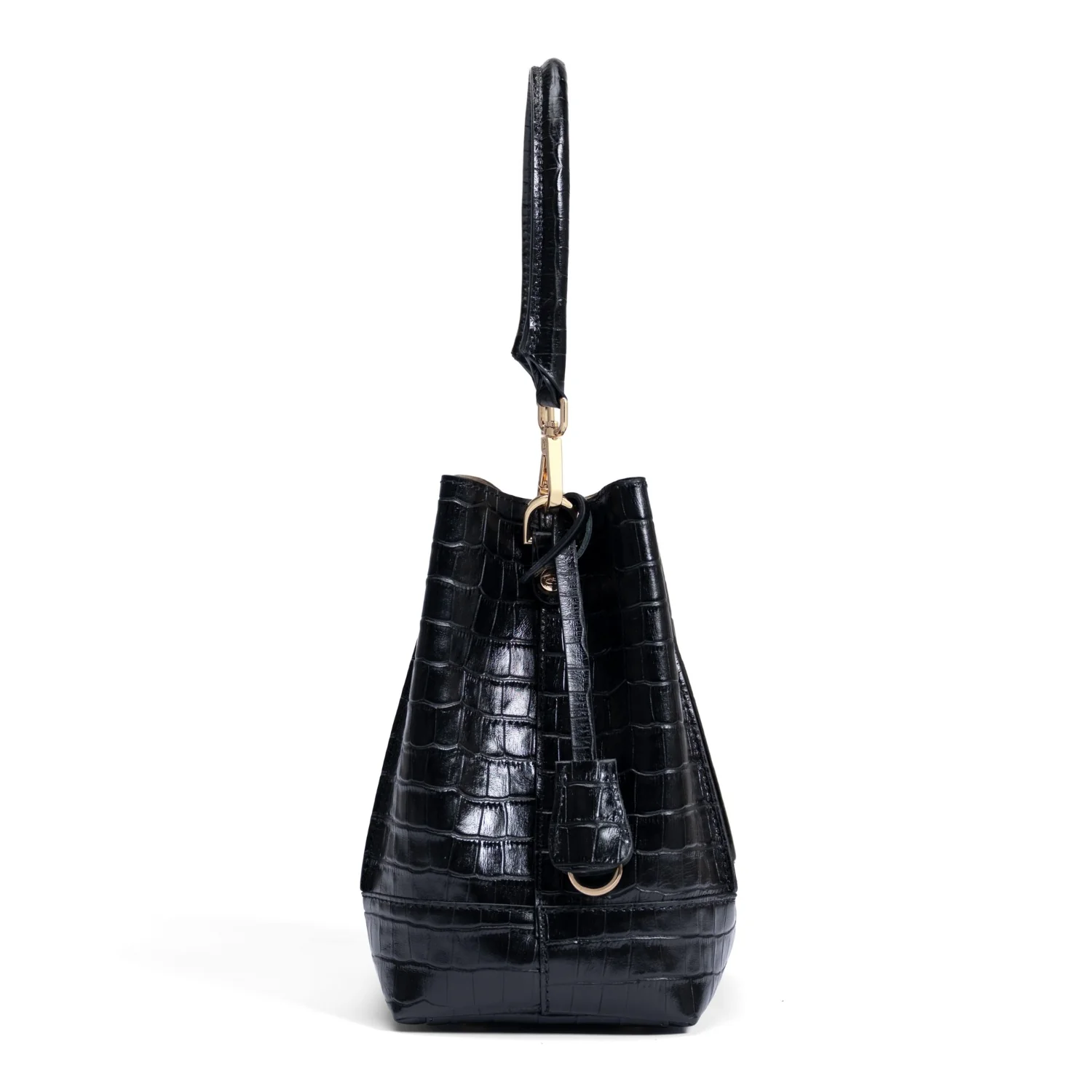 Isabel Bernard Femme Forte Minette Croco Black Calfskin Leather Handbag IB21114-201 - Image 4