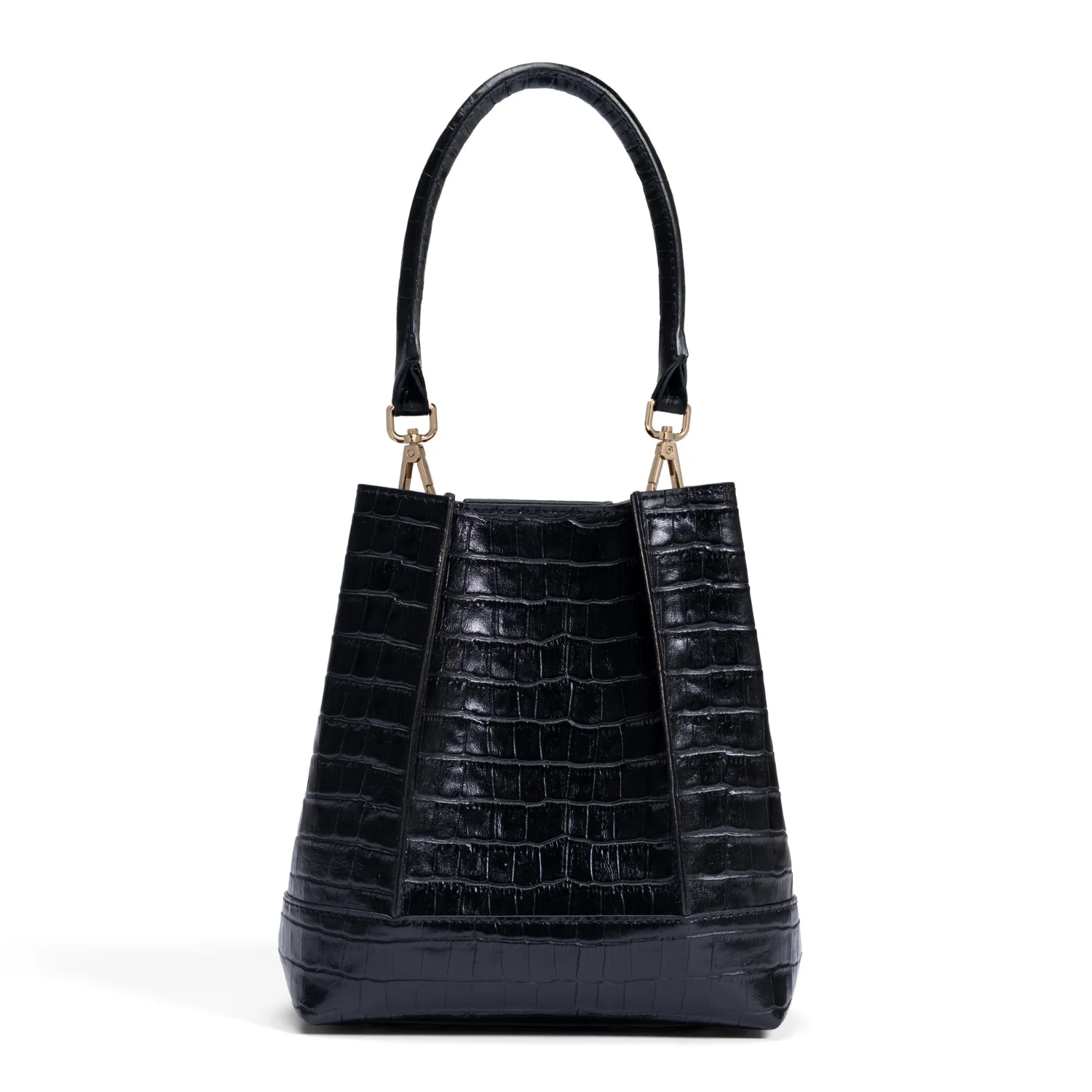 Isabel Bernard Femme Forte Minette Croco Black Calfskin Leather Handbag IB21114-201 - Image 5