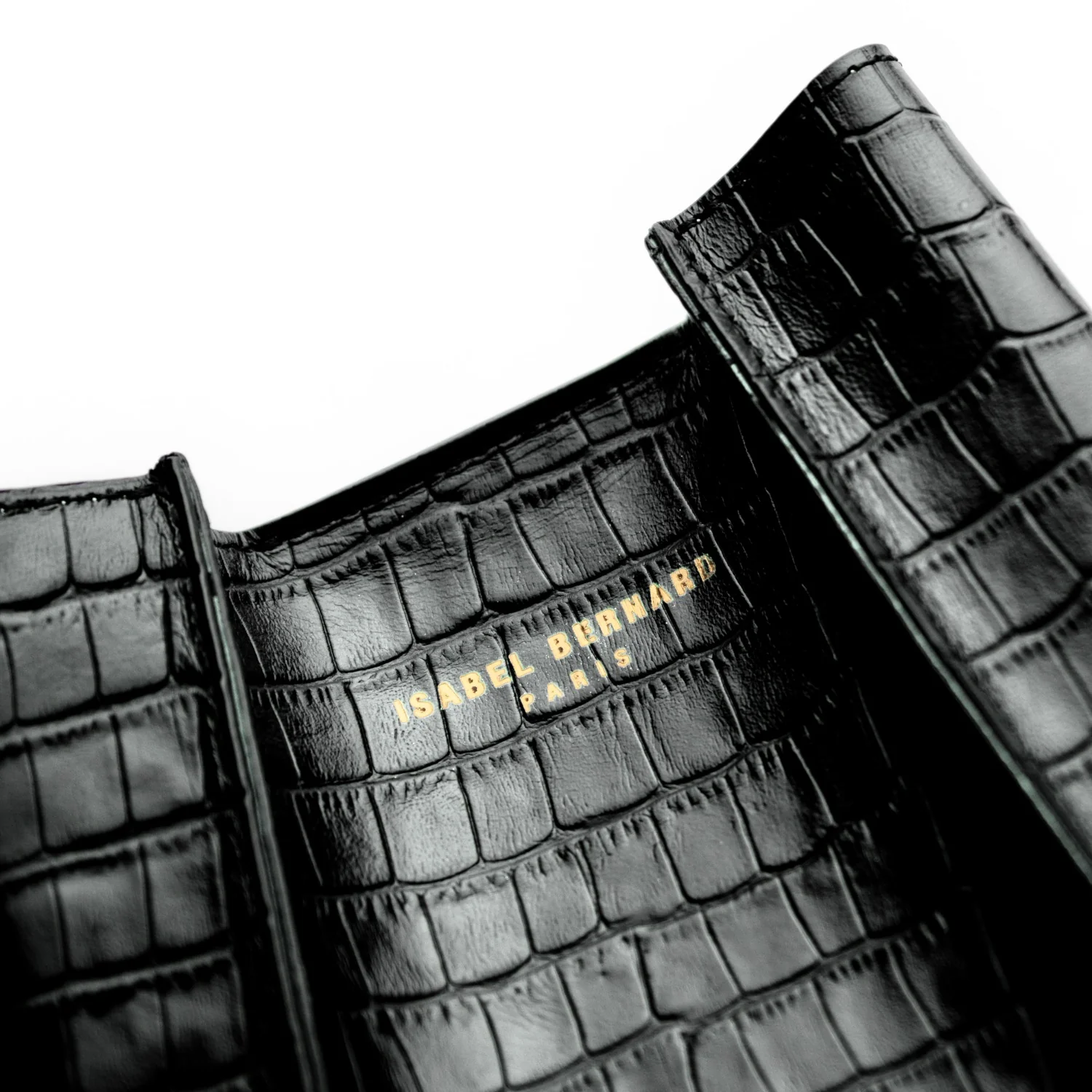 Isabel Bernard Femme Forte Minette Croco Black Calfskin Leather Handbag IB21114-201 - Image 6