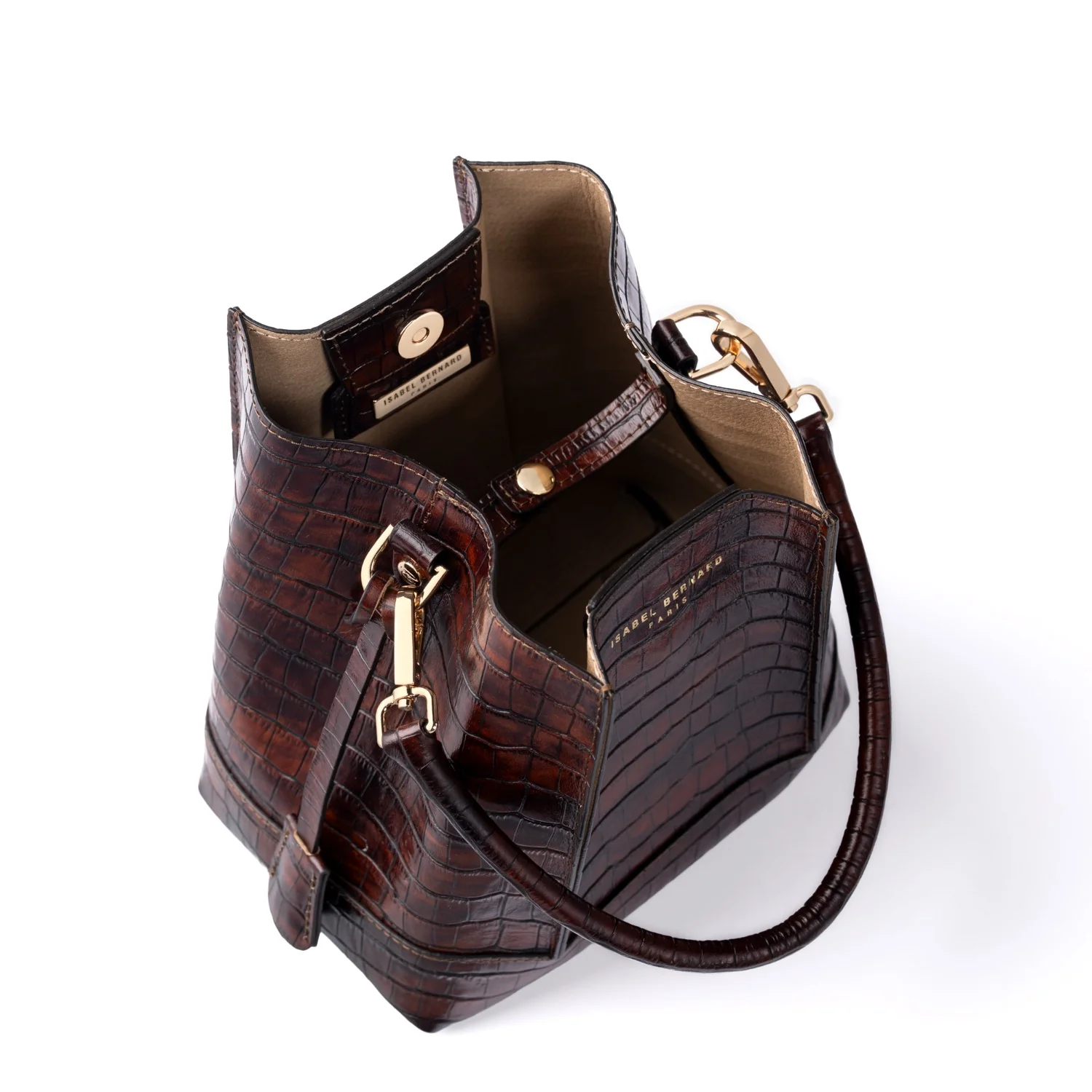Isabel Bernard Femme Forte Minette Croco Brown Calfskin Leather Handbag IB21114-230 - Image 10