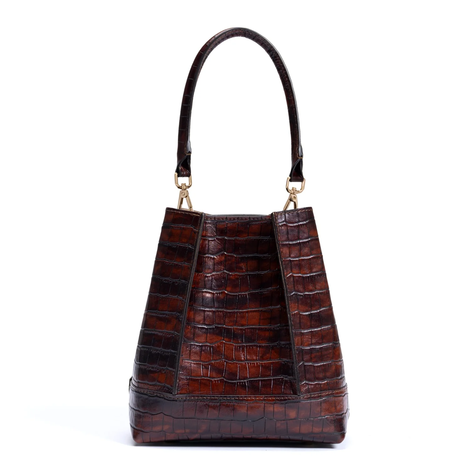 Isabel Bernard Femme Forte Minette Croco Brown Calfskin Leather Handbag IB21114-230 - Image 6