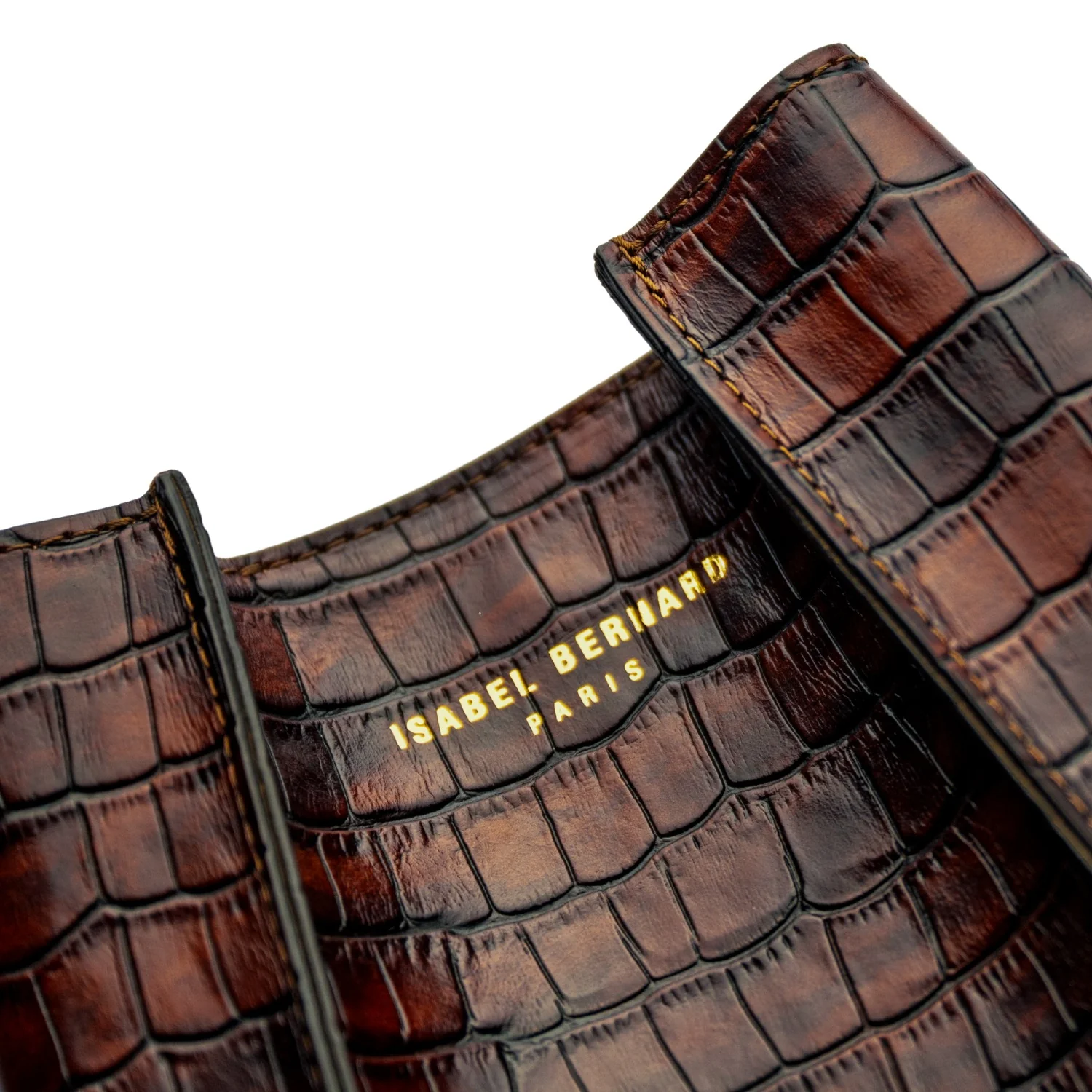 Isabel Bernard Femme Forte Minette Croco Brown Calfskin Leather Handbag IB21114-230 - Image 7