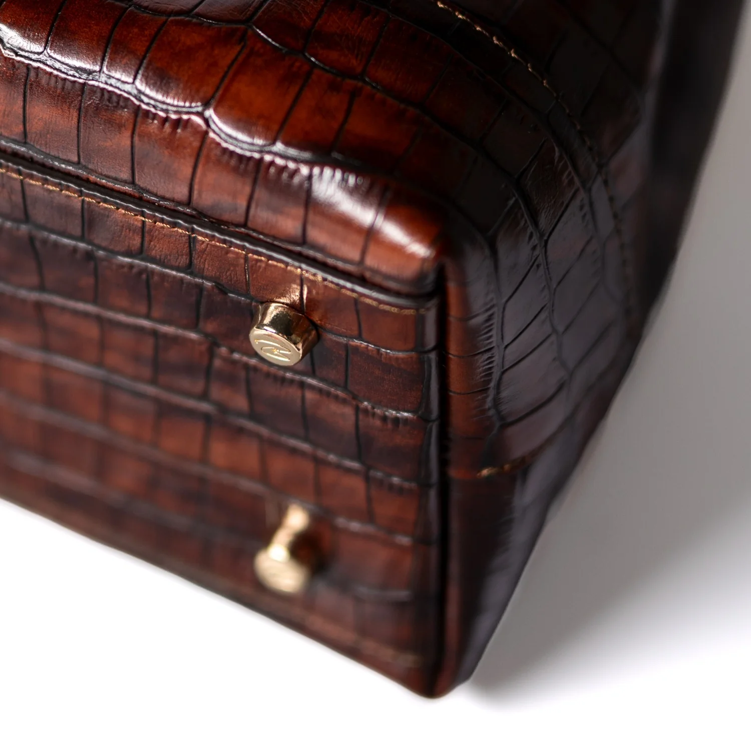 Isabel Bernard Femme Forte Minette Croco Brown Calfskin Leather Handbag IB21114-230 - Image 8