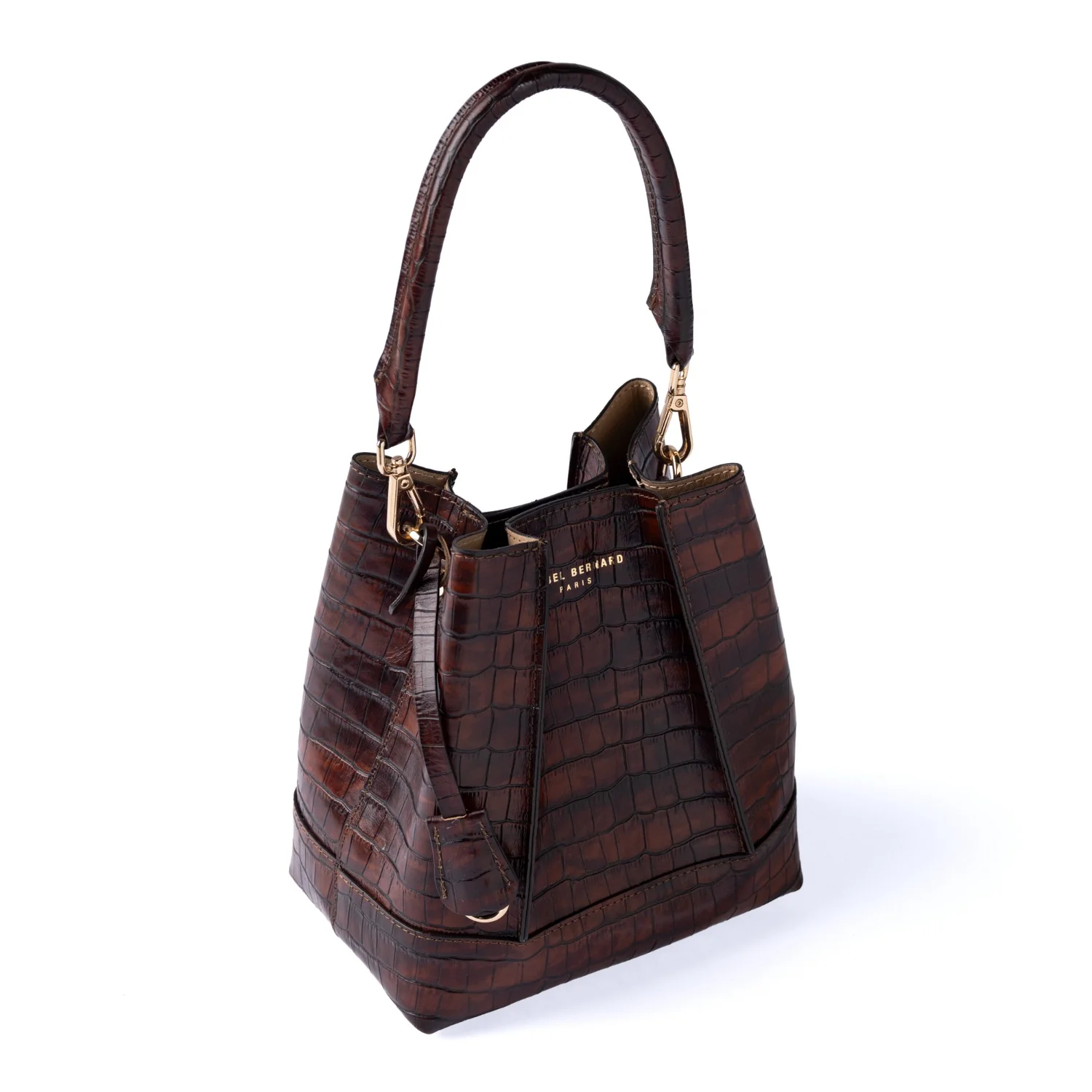 Isabel Bernard Femme Forte Minette Croco Brown Calfskin Leather Handbag IB21114-230 - Image 9