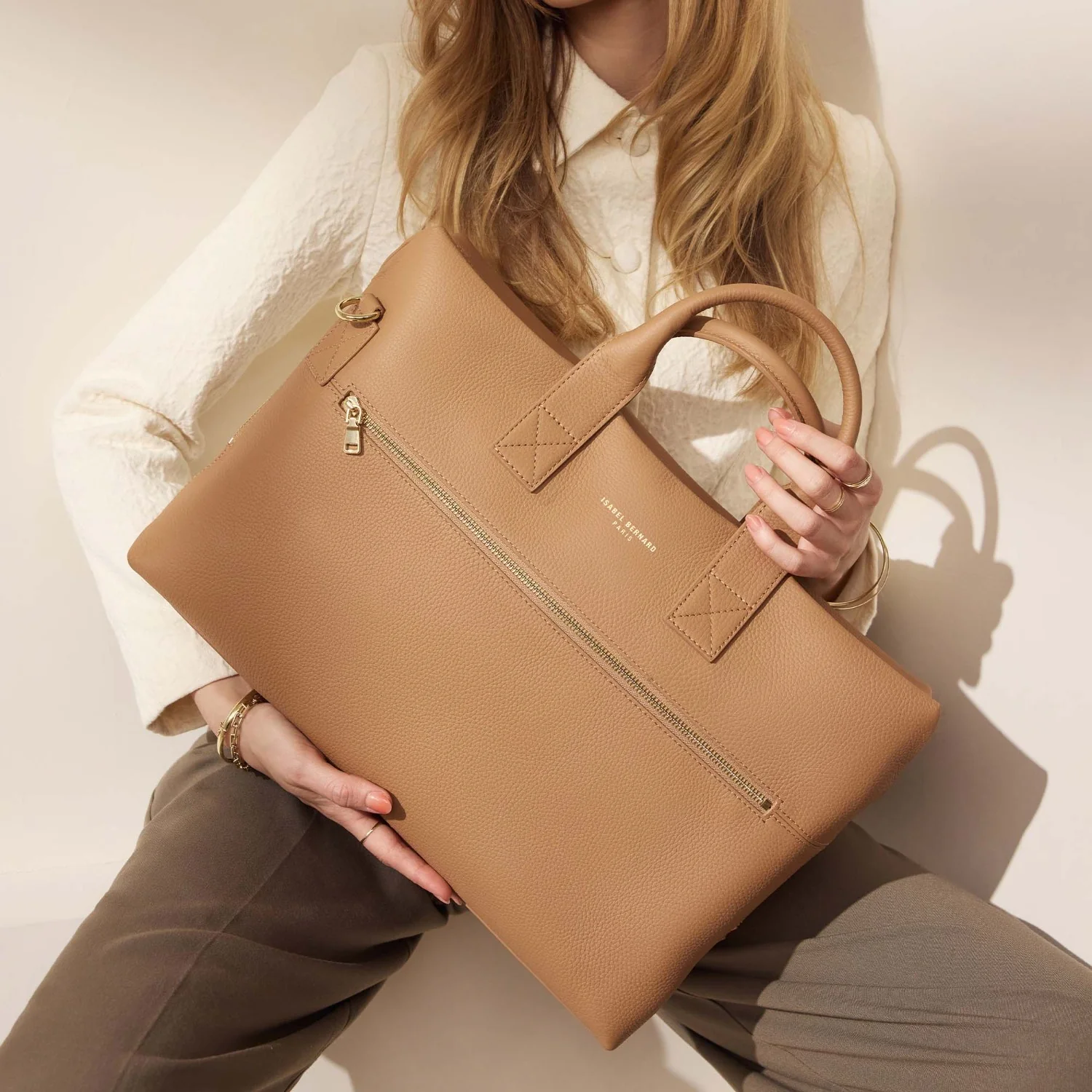 Isabel Bernard Honoré Anique Camel Calfskin Handbag IB25062 - Image 3
