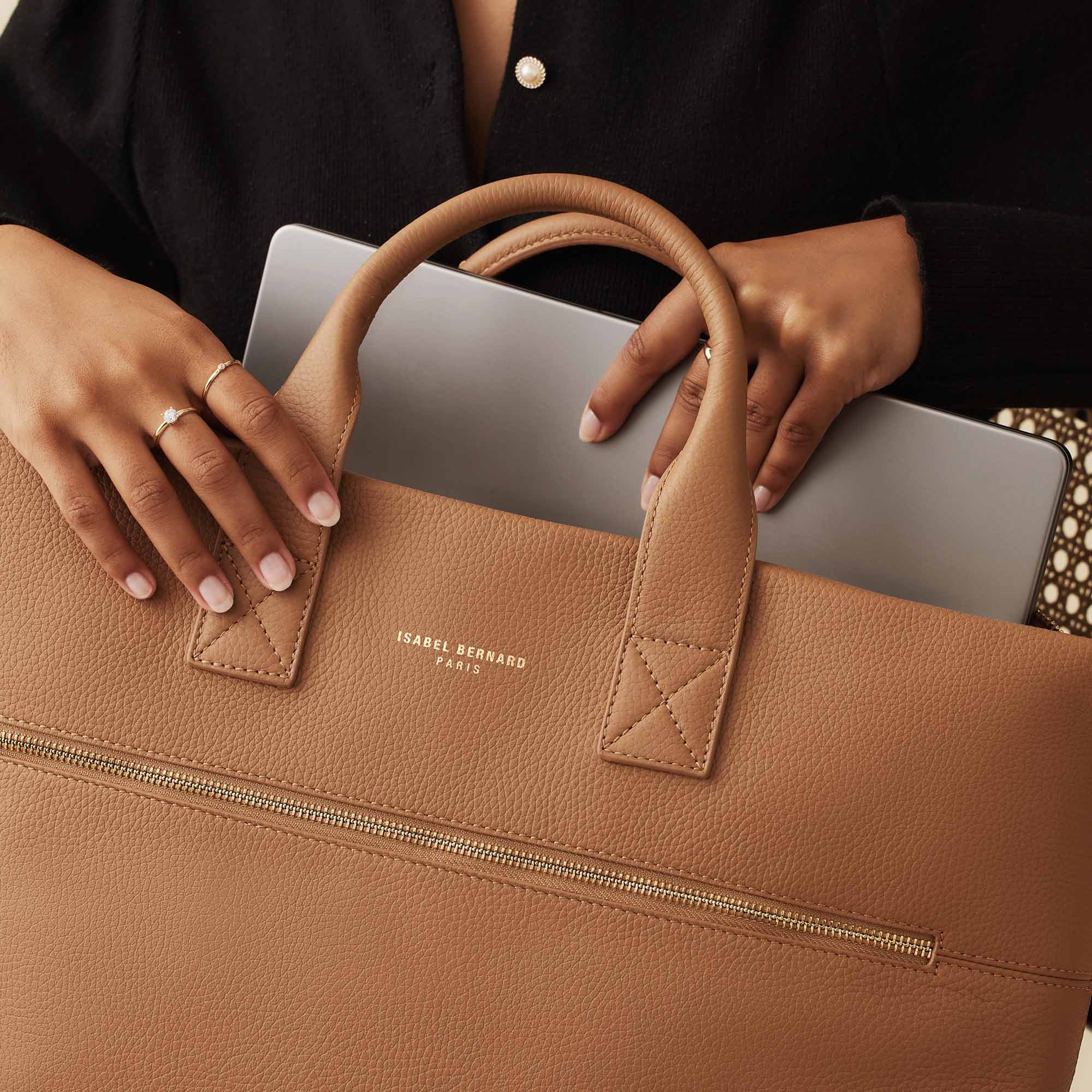 Isabel Bernard Honoré Anique Camel Calfskin Handbag IB25062 - Image 4