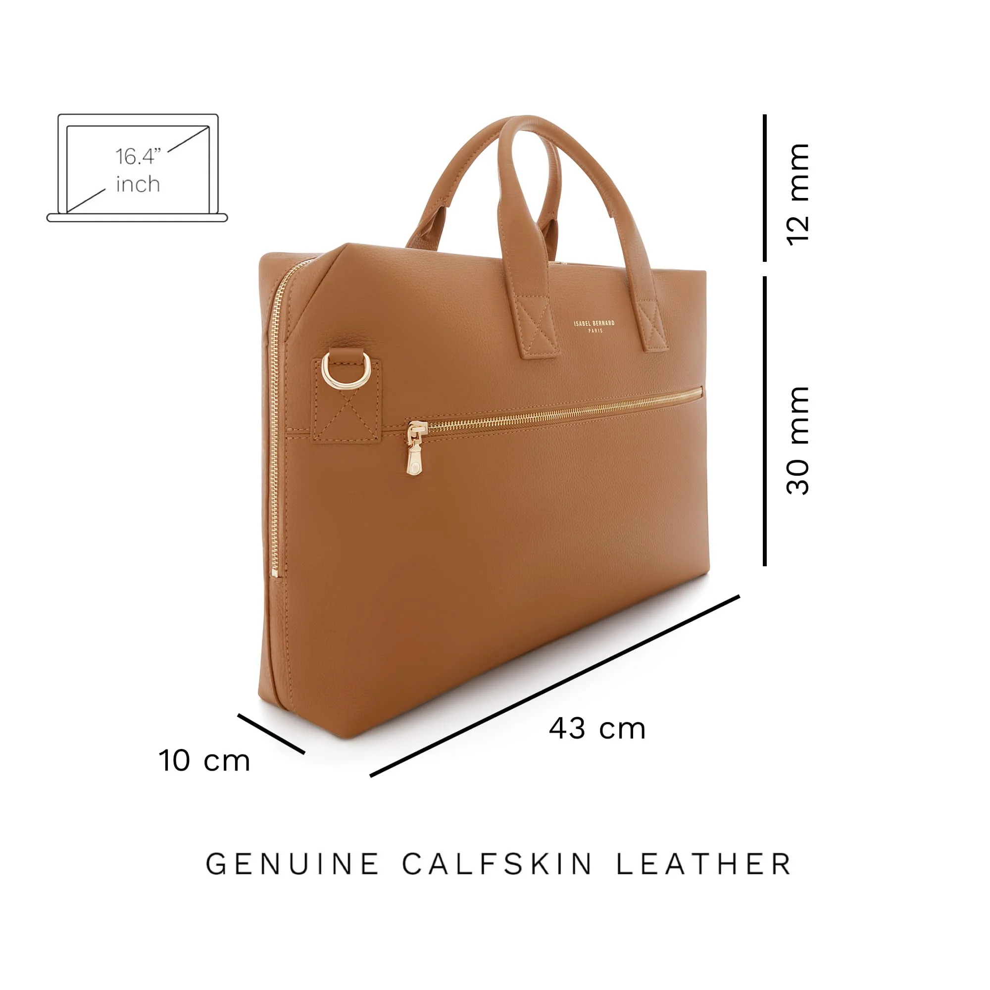 Isabel Bernard Honoré Anique Camel Calfskin Handbag IB25062 - Image 8