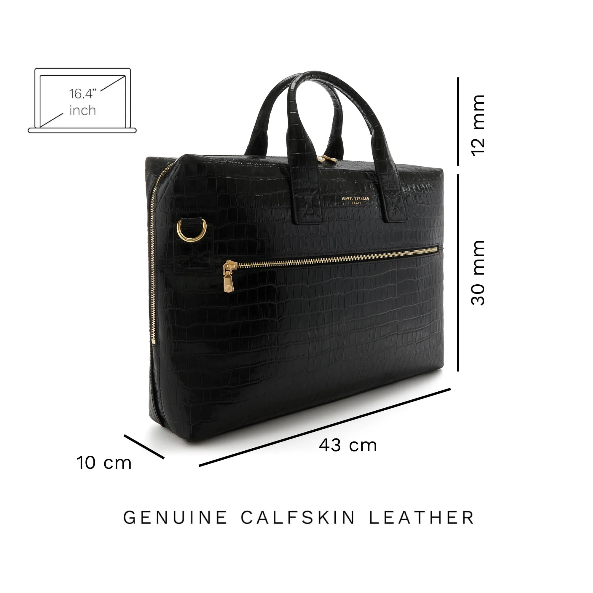 Isabel Bernard Honoré Anique Croco Black Calfskin Handbag IB25072 - Image 7