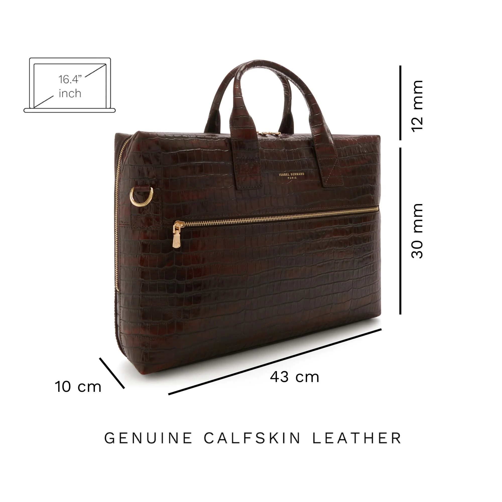 Isabel Bernard Honoré Anique Croco Brown Calfskin Handbag IB25073 - Image 7