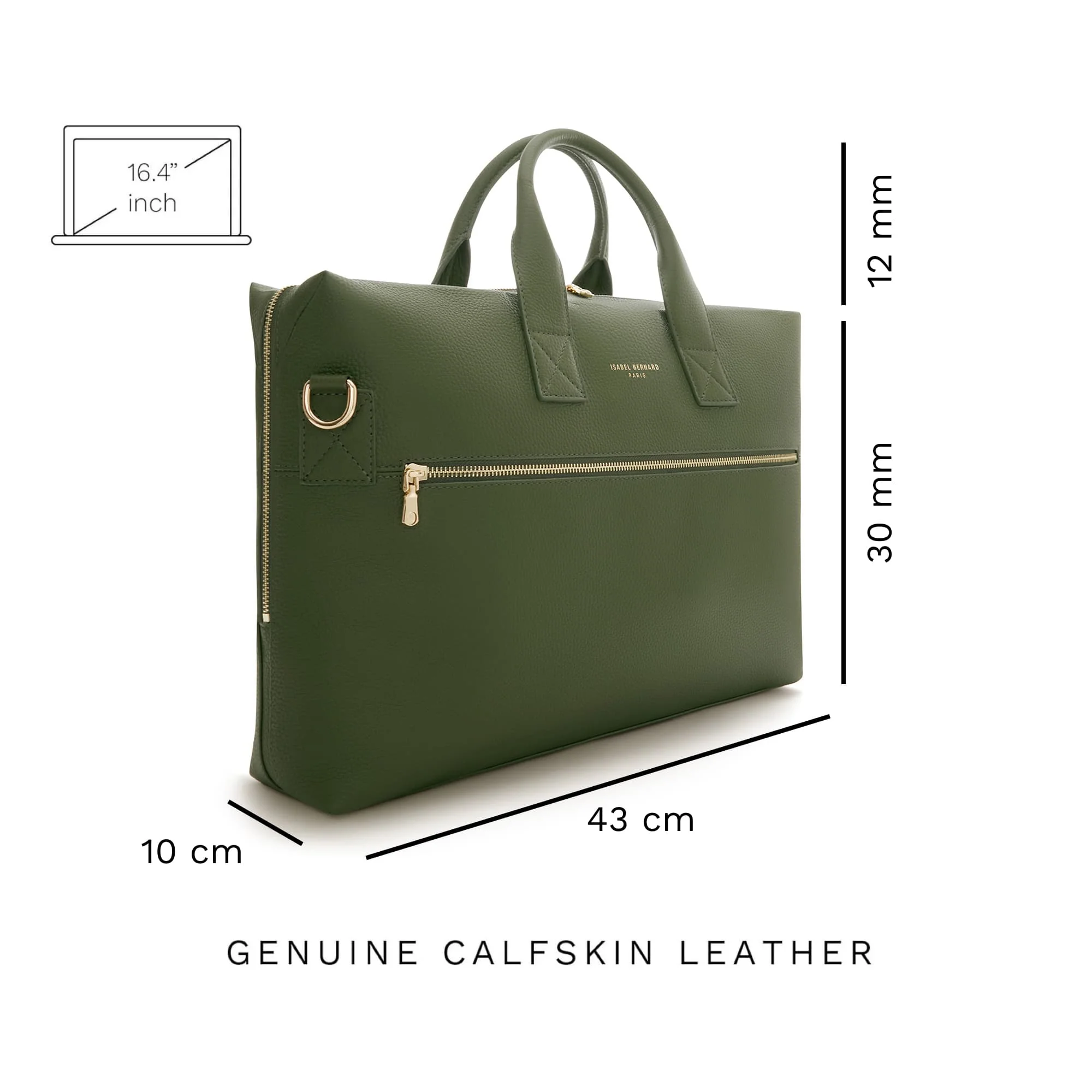 Isabel Bernard Honoré Anique Green Calfskin Handbag IB25061 - Image 7