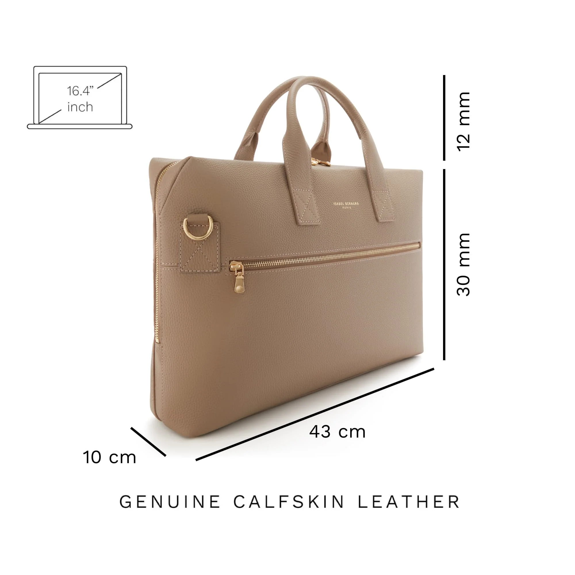 Isabel Bernard Honoré Anique Taupe Calfskin Handbag IB25070 - Image 7
