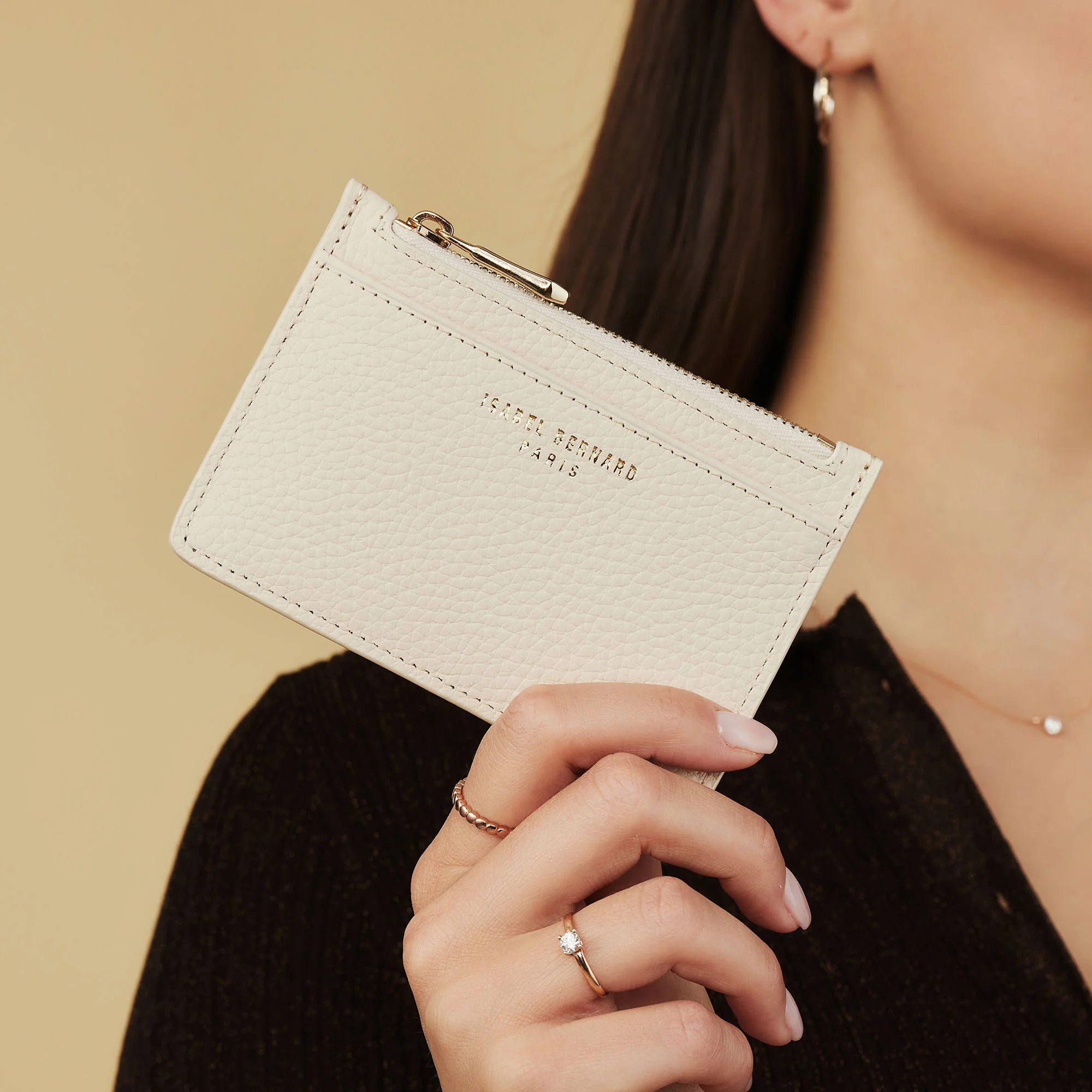 Isabel Bernard Honoré Aveline crème Leather Card Holder made of Calfskin IB27021 - Image 2