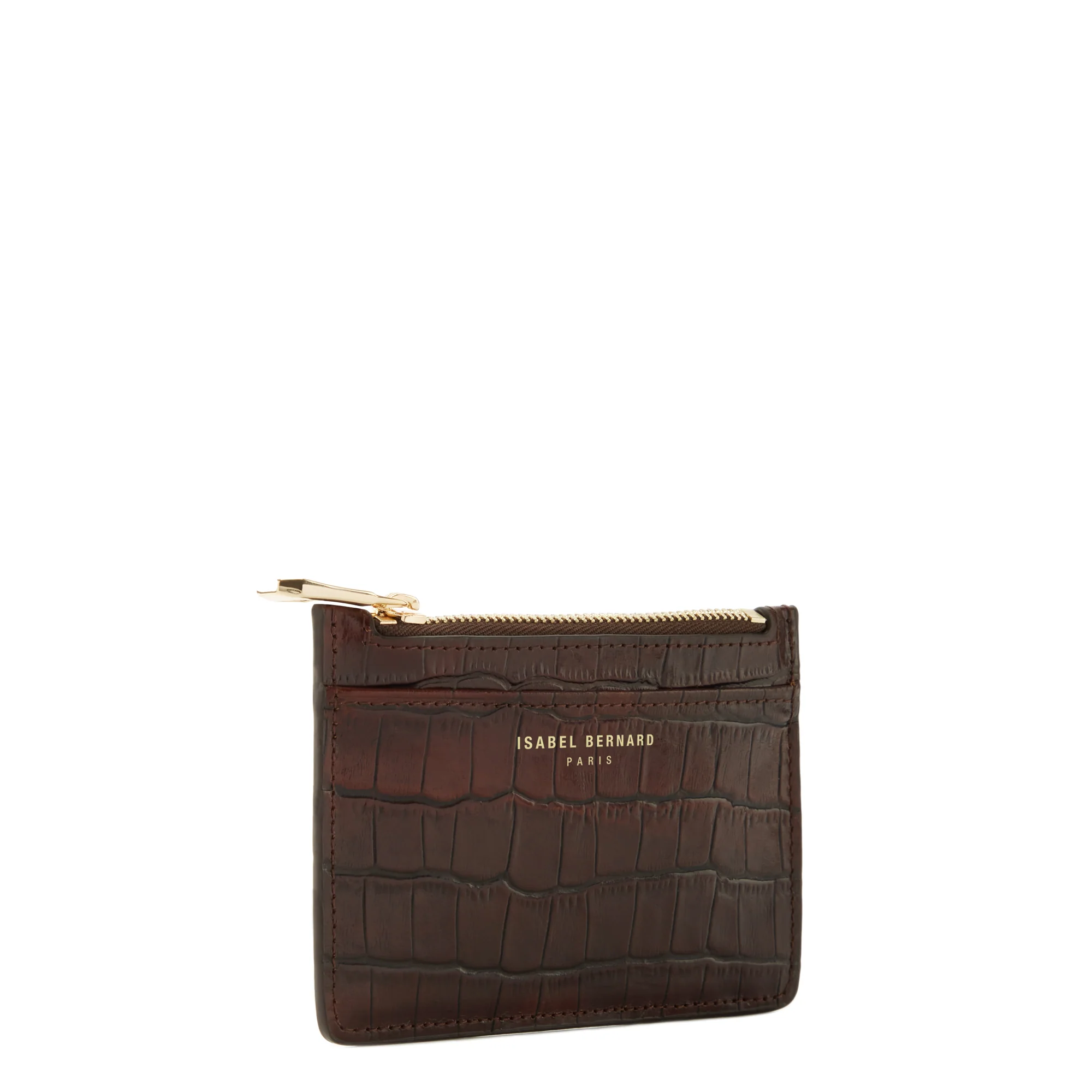 Isabel Bernard Honoré Aveline croco Brown Leather Card Holder made of Calfskin IB27019 - Image 5